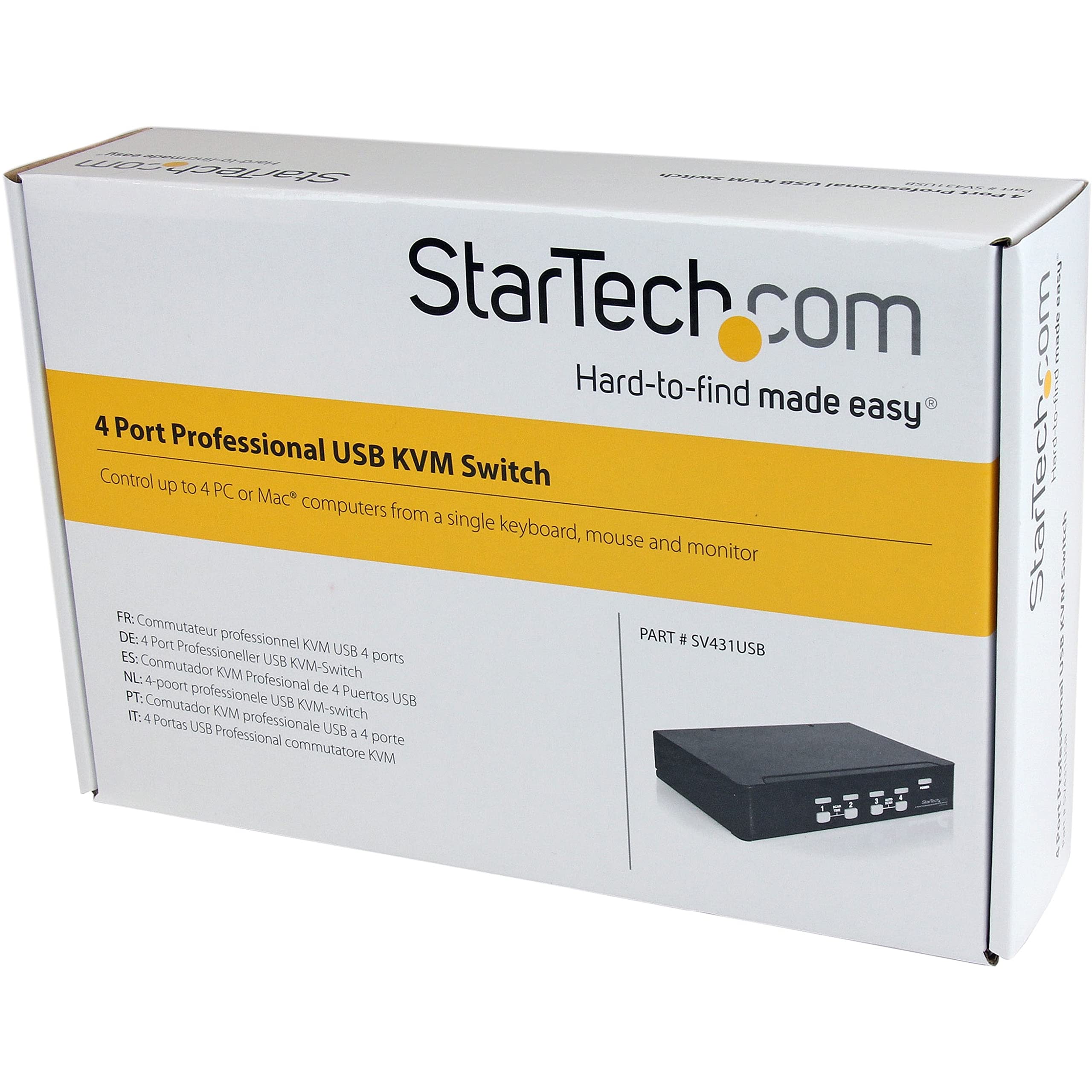 Startech.Com 4 Port Professional Vga Usb Kvm Switch With Hub   1U Rack Mountable Kvm Switch (Sv431Usb)