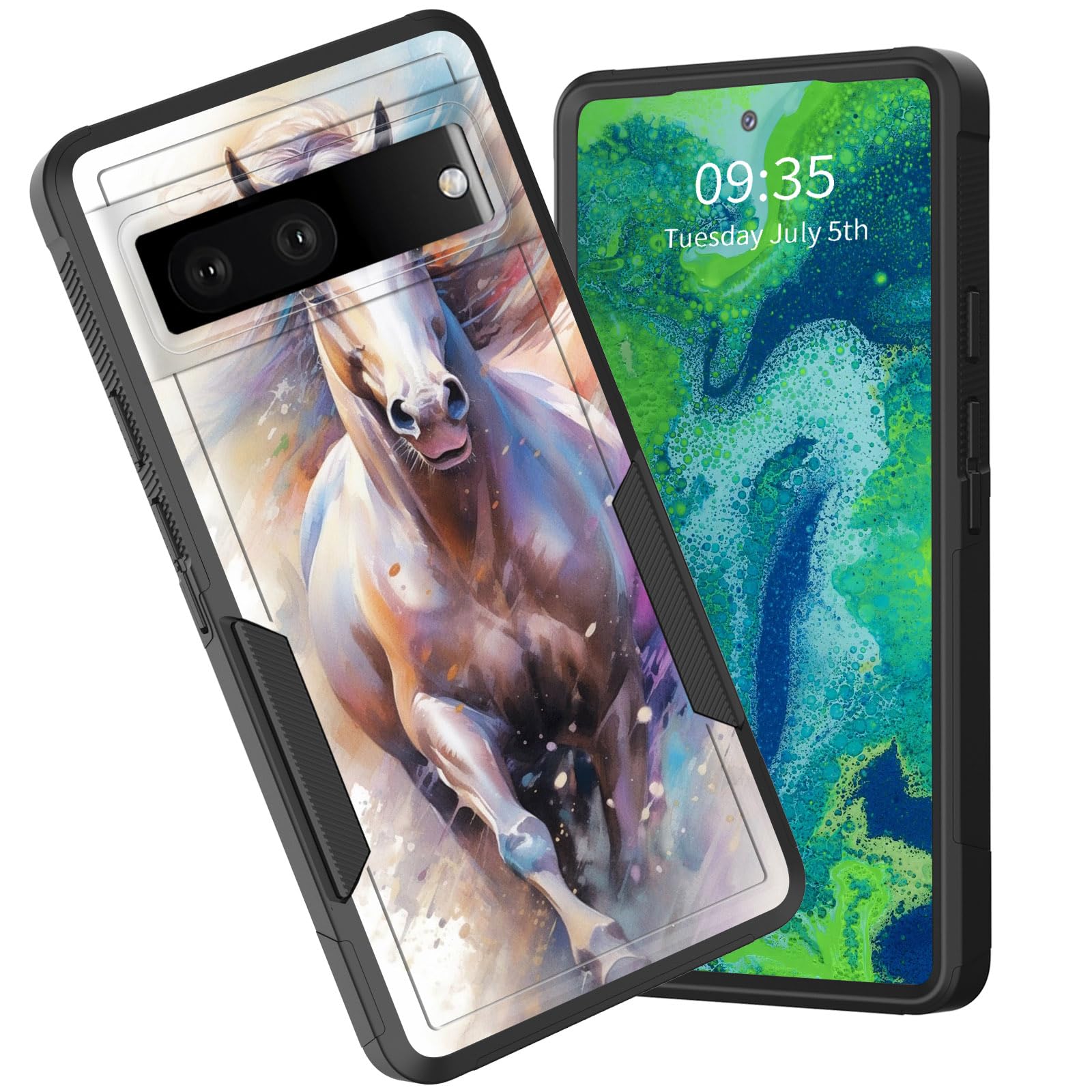 Cicplkse For Pixel 7A Case,Dual Layer Heavy Duty Hybrid Shockproof Hard Pc Soft Silicone Tpu Bumper Protective Cover Case For Go