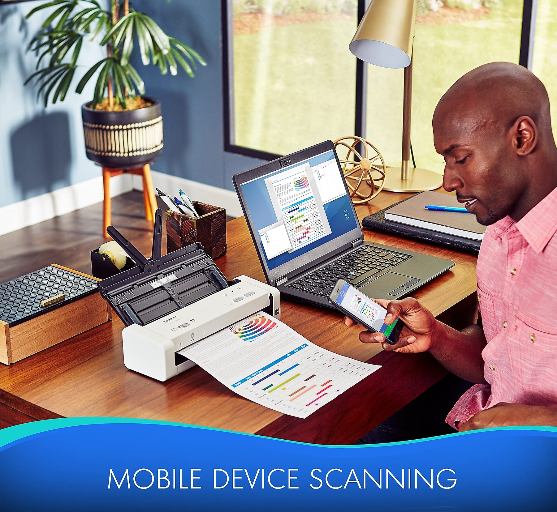 Brother Wireless Portable Compact Desktop Scanner, Ads-1250W, Easy-To-Use, Fast Scan Speeds, Ideal For Home, Home Office Or On-T