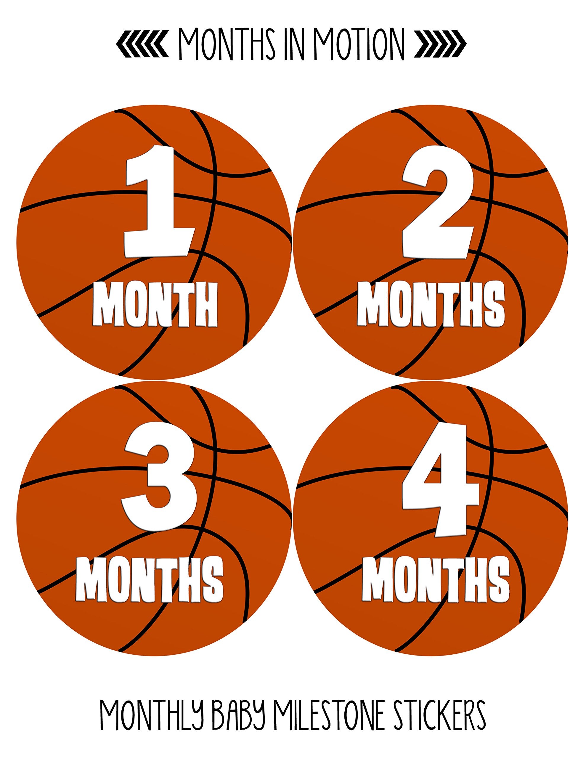 Baby Monthly Stickers   Monthly Milestone Stickers   Baby Month Stickers For Boy   Basketball Sports   Style 225