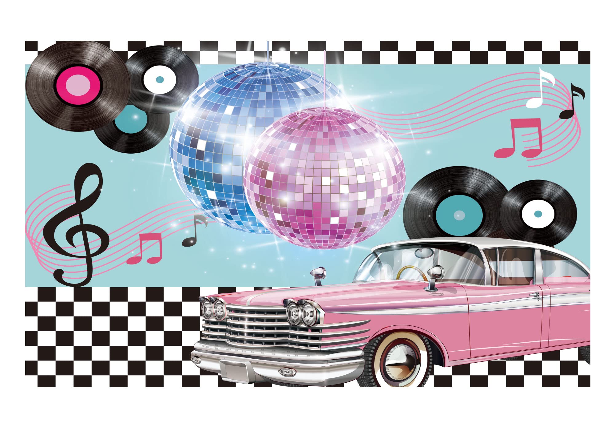 Funnytree 50S Retro Rock N Roll Diner Party Backdrop Car Sock Hop Dance Cosplay Prom Photography Background Classic 1950S Baby Birthday Wedding Banner Cake Table Decoration Photo Booth