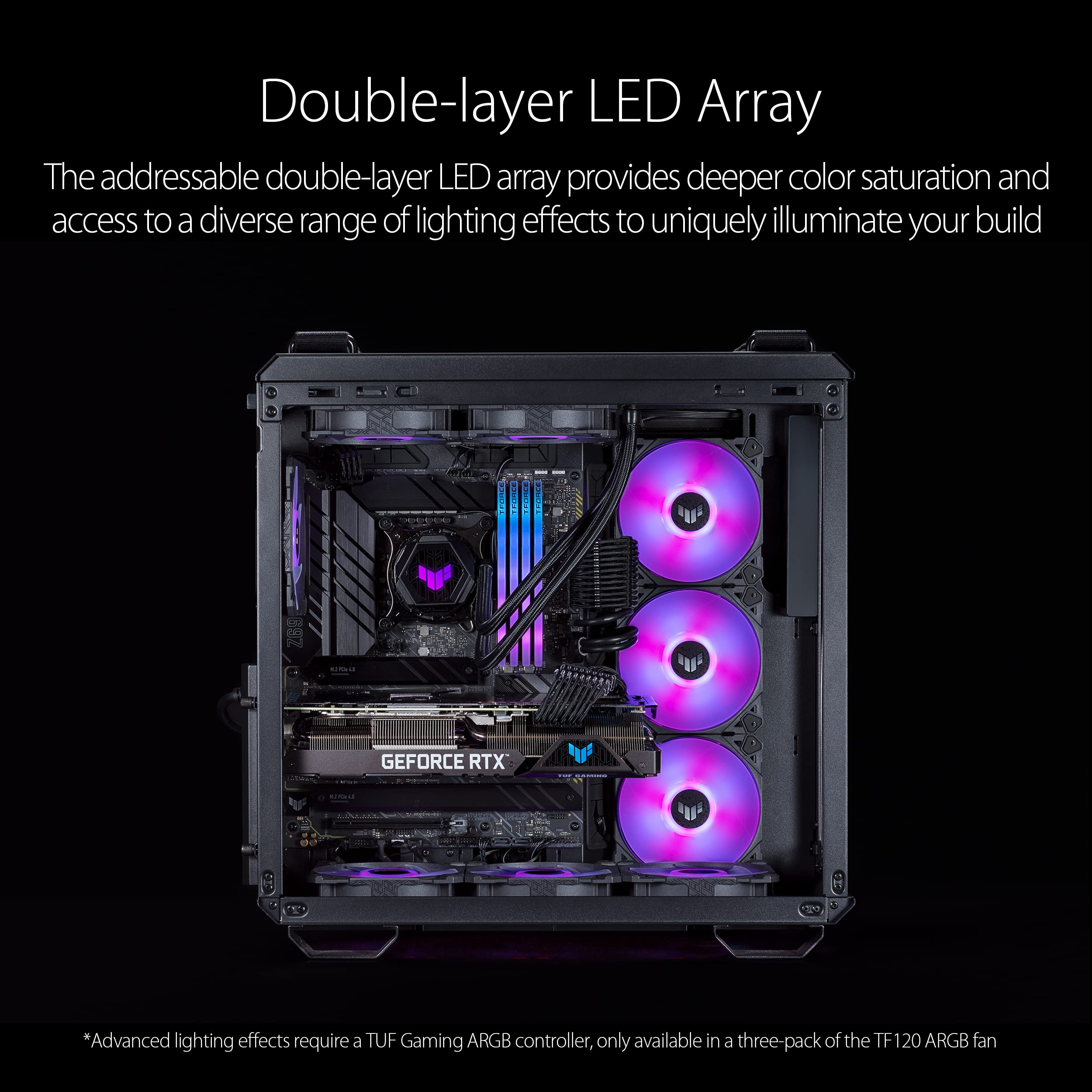 Asus 120Mm Argb Pwm Chassis Fan With Advanced Fluid Dynamic Bearing, Customizable Leds, Double-Layer Led Array - For Computer Ca