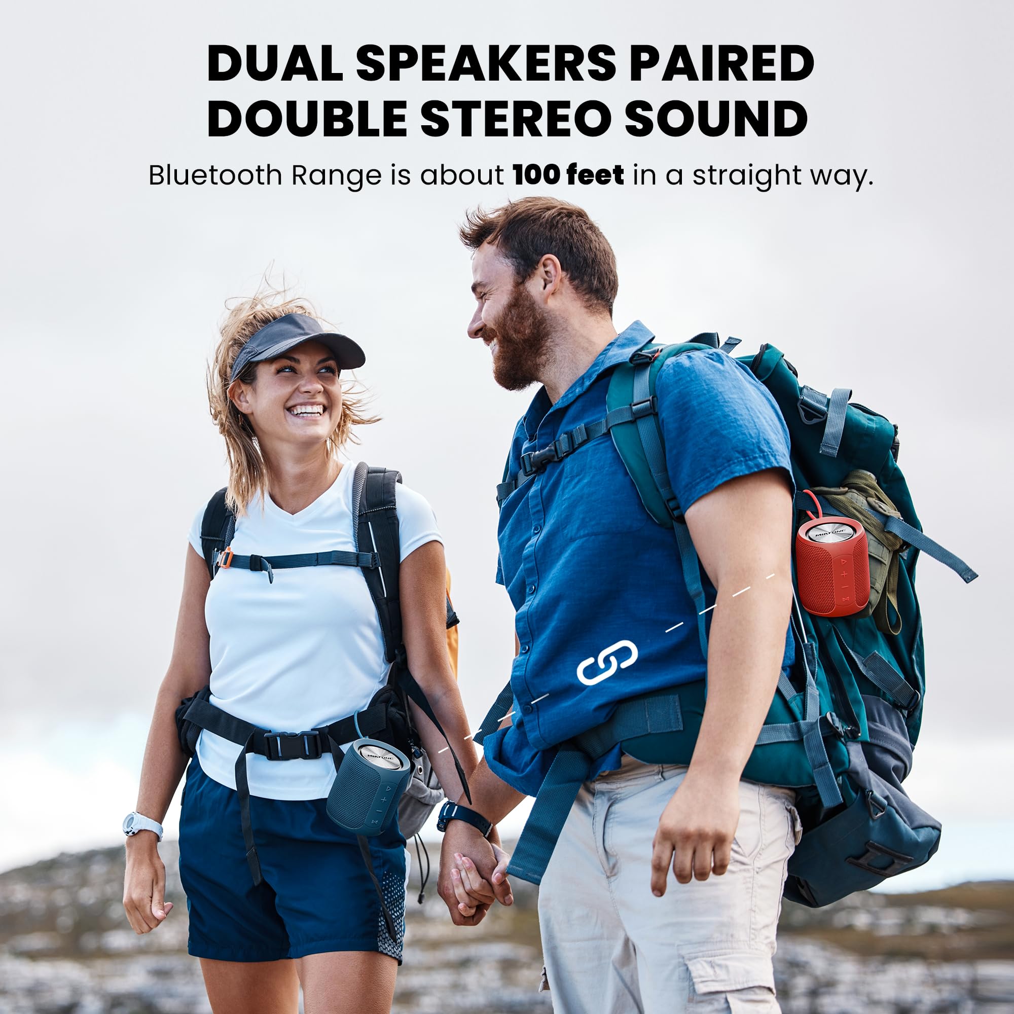 Miatone Qbox Portable Bluetooth Speakers, Wireless Outdoor Speaker, Ipx7 Waterproof For Shower, Red