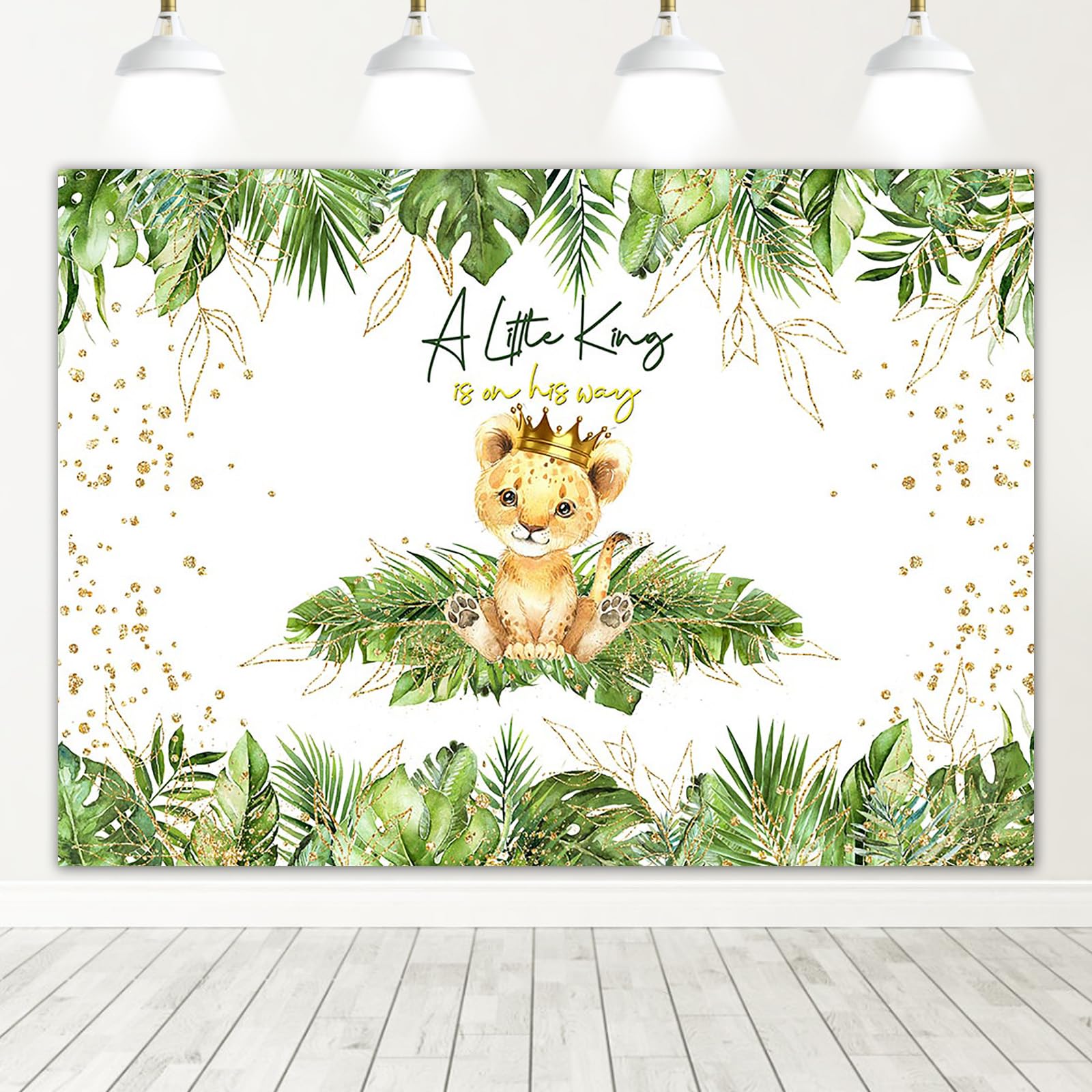 Mocsicka Lion Baby Shower Backdrop A Little King Is On His Way Background Safari Baby Lion Baby Shower Party Cake Table Decorati