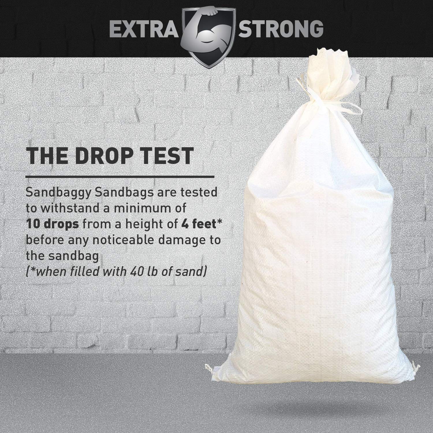 Sandbaggy Sandbags | Size: 14'' X 26'' | White Color | Military Grade | Protects Homes & Businesses From Flooding | Sand Bags Tr