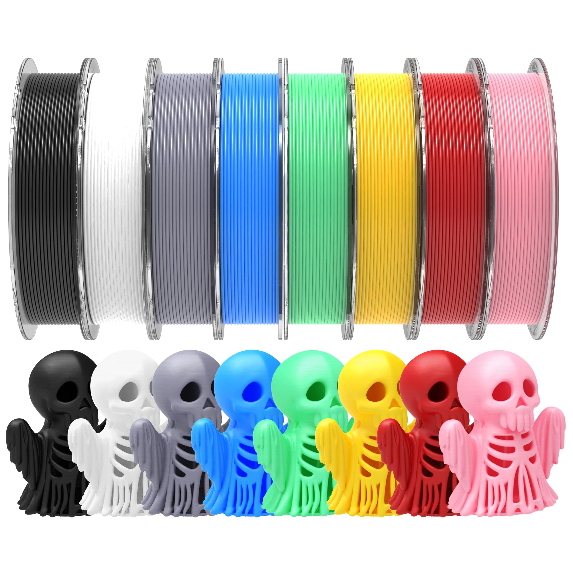 RAMBERY 250gx8 PLA+ Filament Bundle 1.75mm, 8 Colors PLA Plus 3D Printing Filaments Dimensional Accuracy +/- 0.02mm, 8 Pack 250g