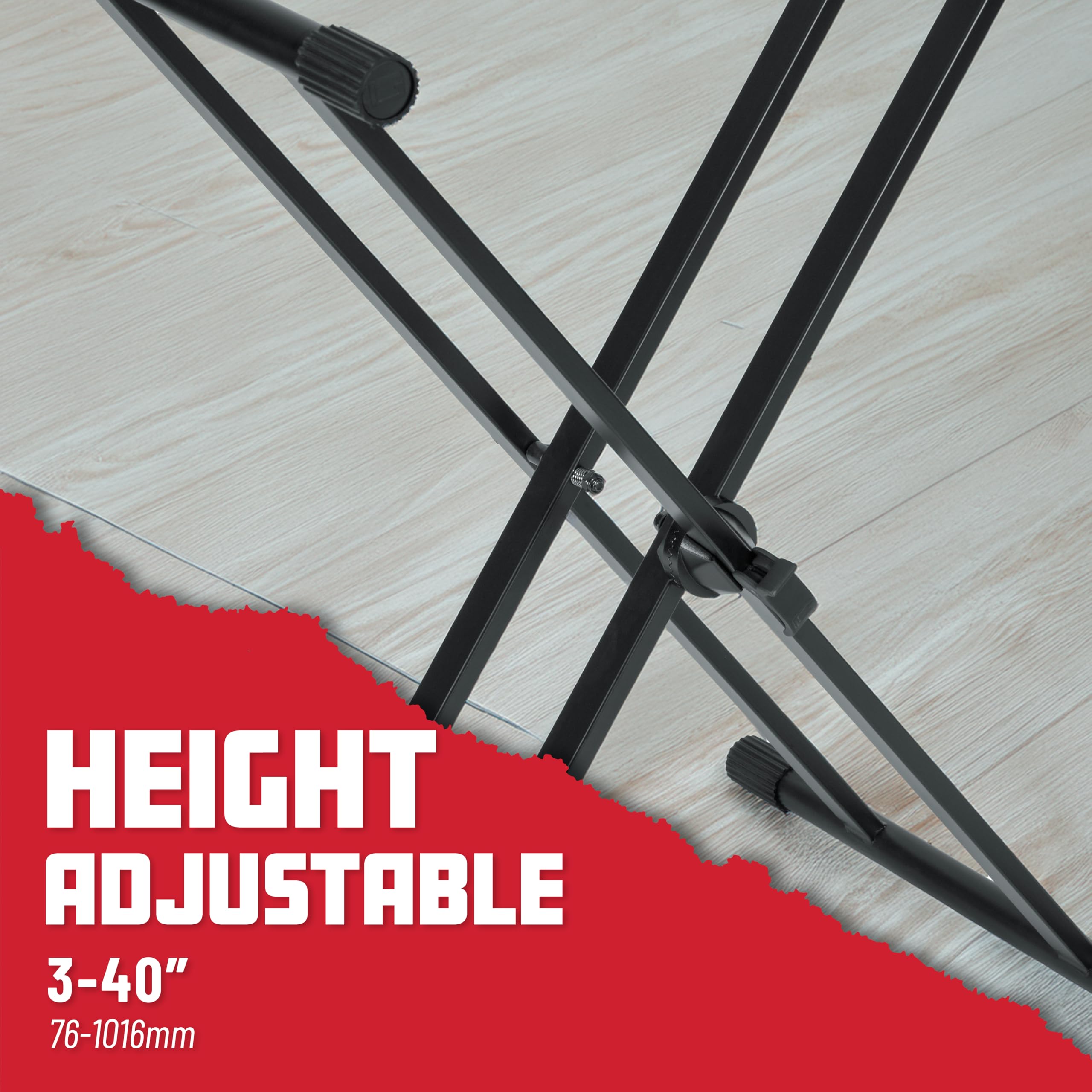 Gator Frameworks Double Brace X-Style Keyboard Stand With Adjustable Height And Leveling Feet, (Gfw-Key-2000X)