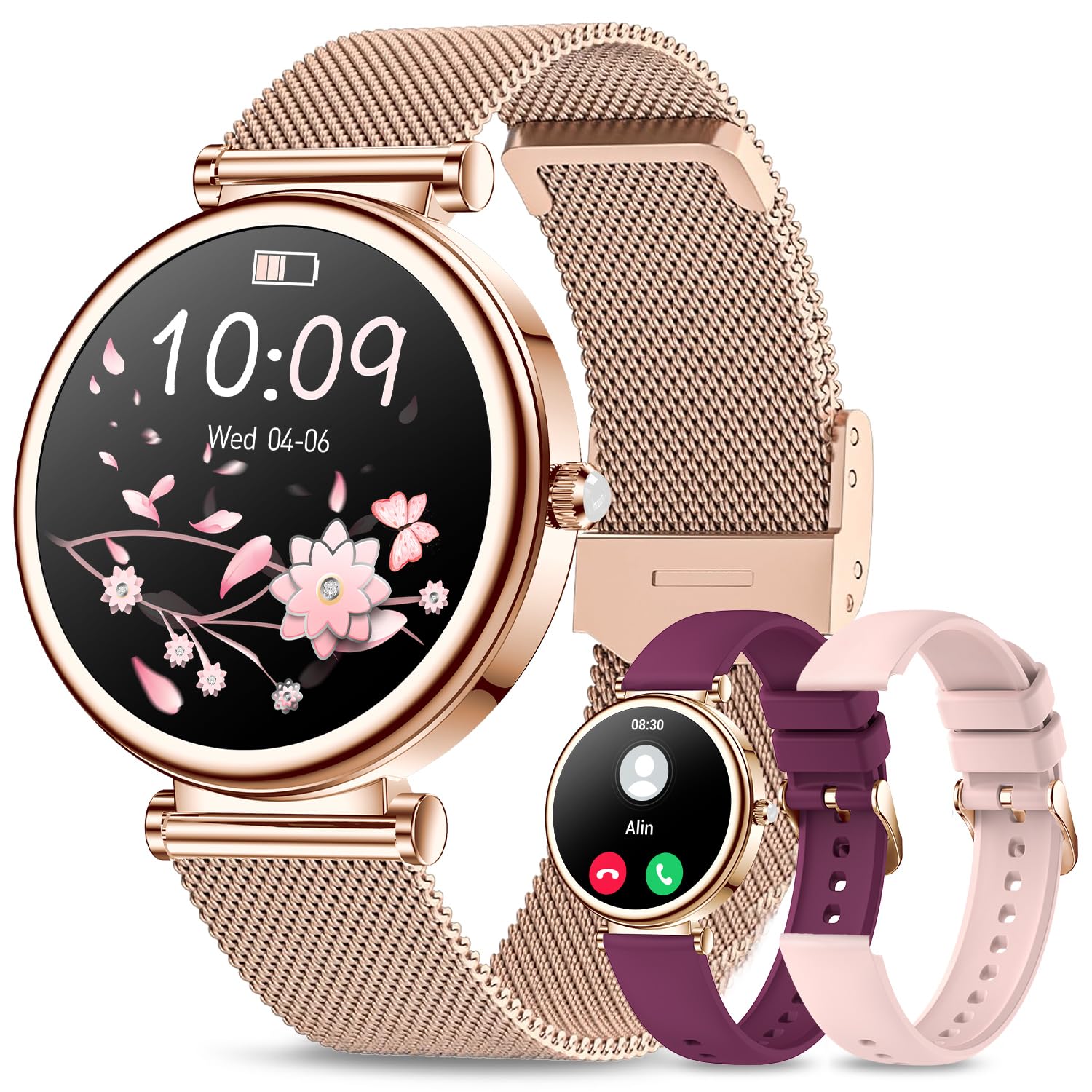 Small Smart Watch For Women With Bluetooth Call, 1.27    Ladies Smart Watch,120+ Sports Modes Step Counter Fitness Watch, Hr/Bp/
