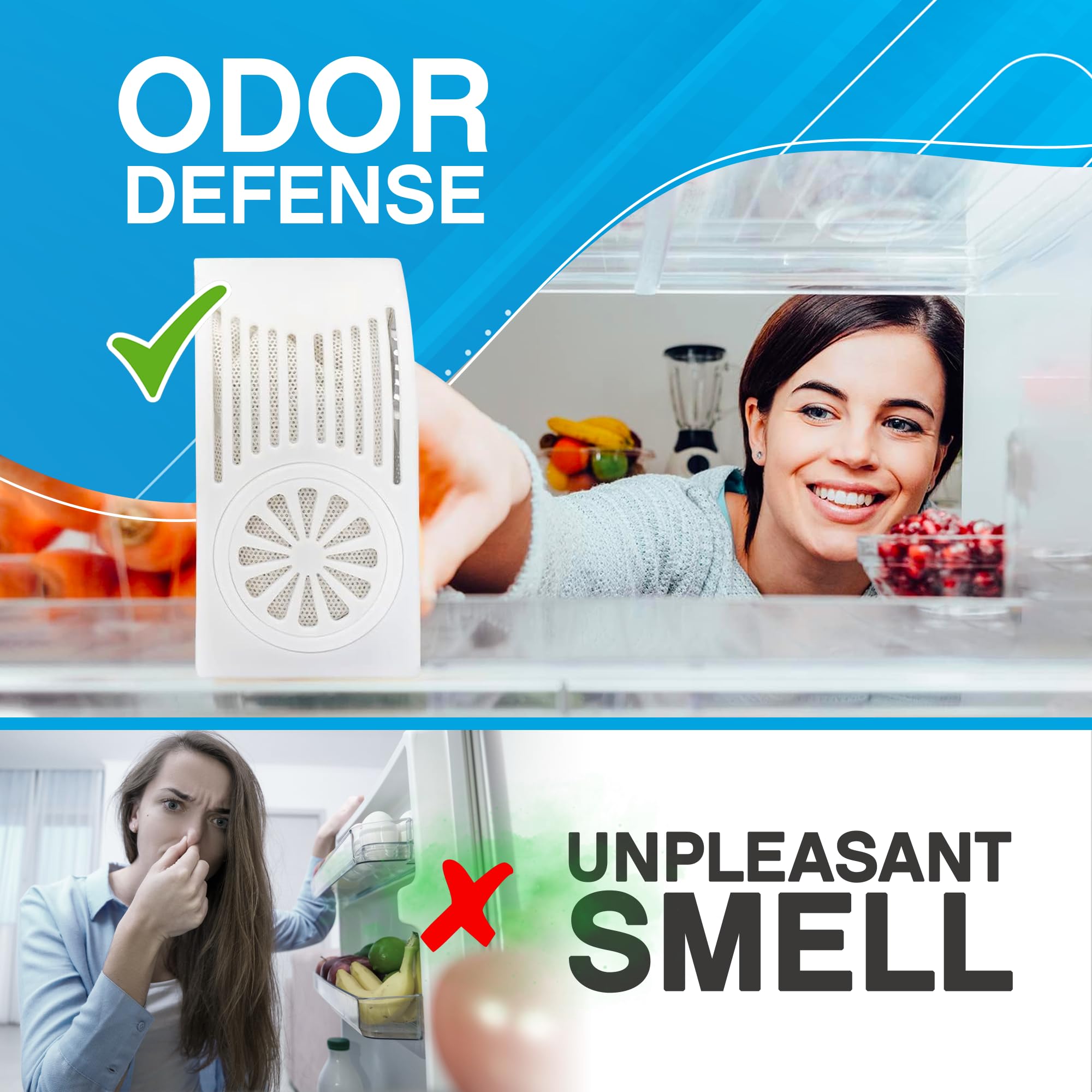 Nonscents Refrigerator Deodorizer   Odor Eliminator For Fridge & Freezer   Outshines Baking Soda & Charcoal   Unscented, Long La