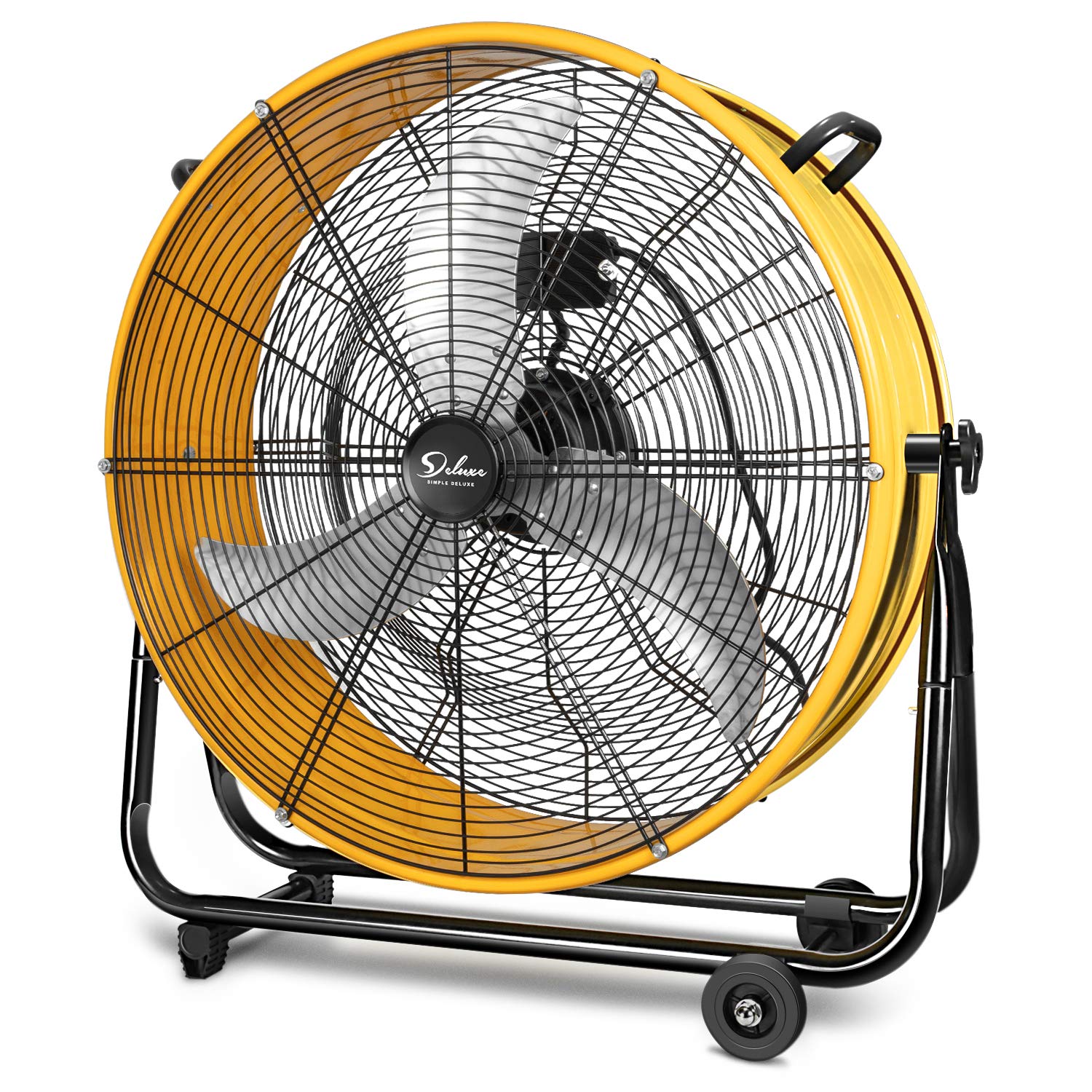 Simple Deluxe 24 Inch Heavy Duty Metal Industrial Drum Fan, 3 Speed Floor Fan For Warehouse, Workshop, Factory And Basement