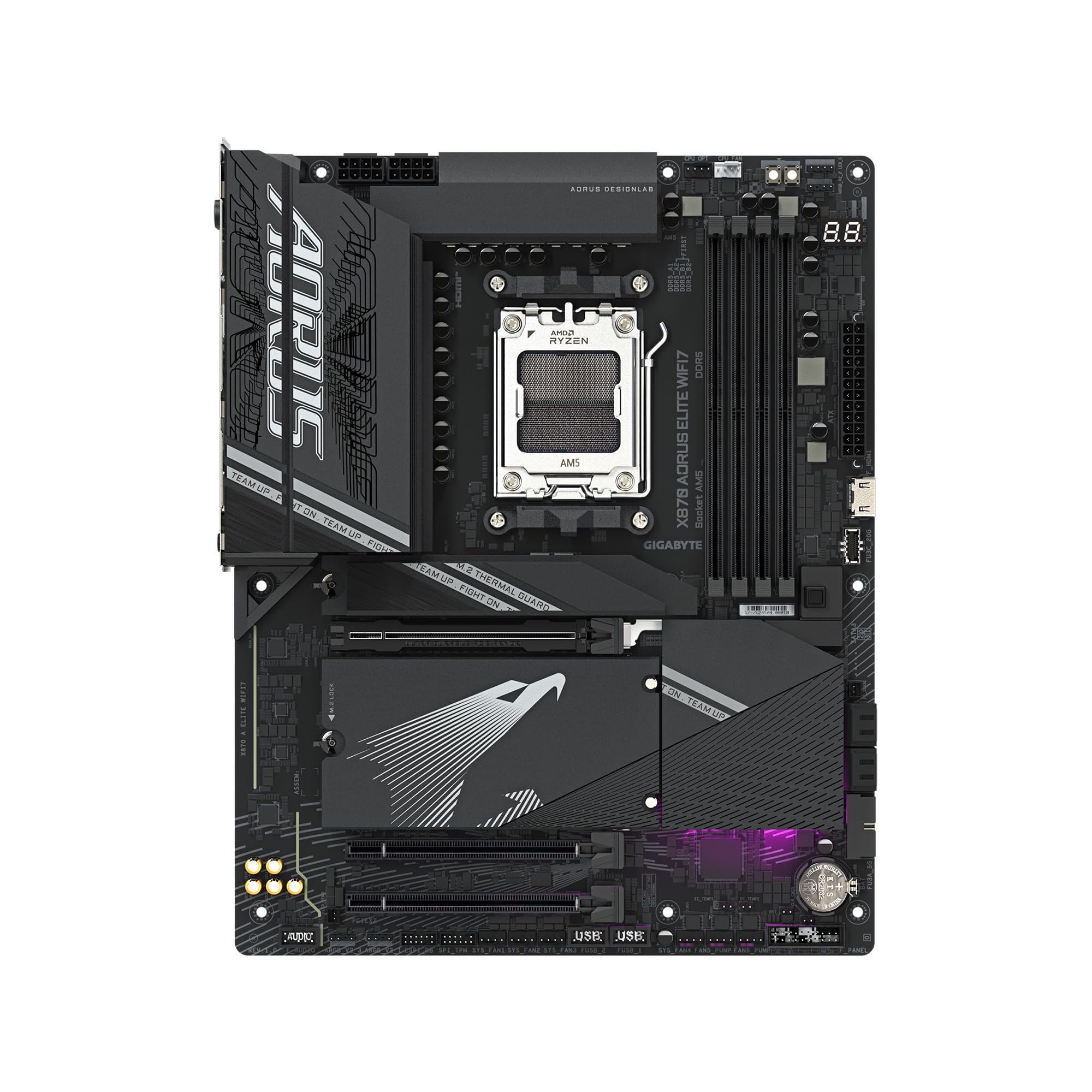 Gigabyte X870 Aorus Elite Wifi7 Amd Am5 Lga 1718 Motherboard, Atx, Ddr5, 4X M.2, Pcie 5.0, Usb4, Wifi7, 2.5Gbe Lan, Ez Latch, 5