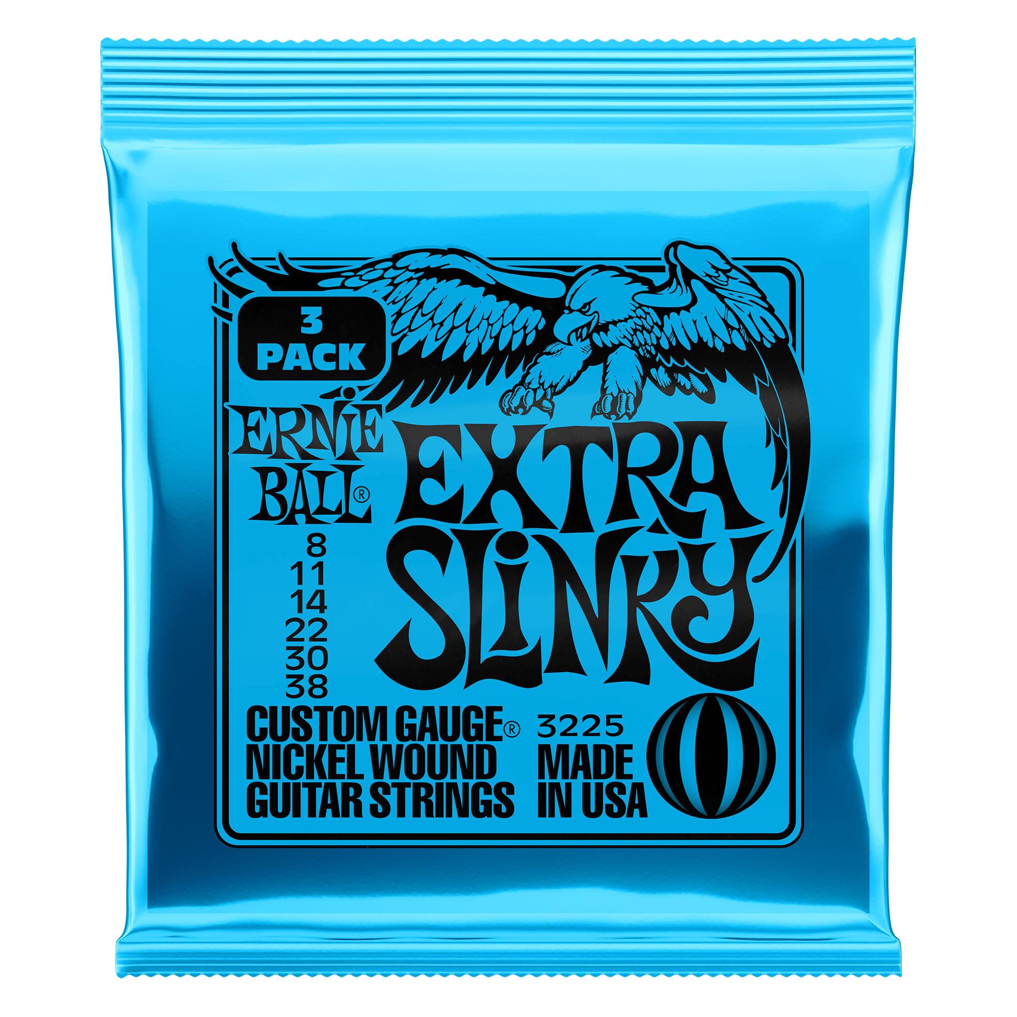 Ebl*3225 (Extra Slinky Nckl Wnd Elec Gtr Strings 3 Pk 8 38)