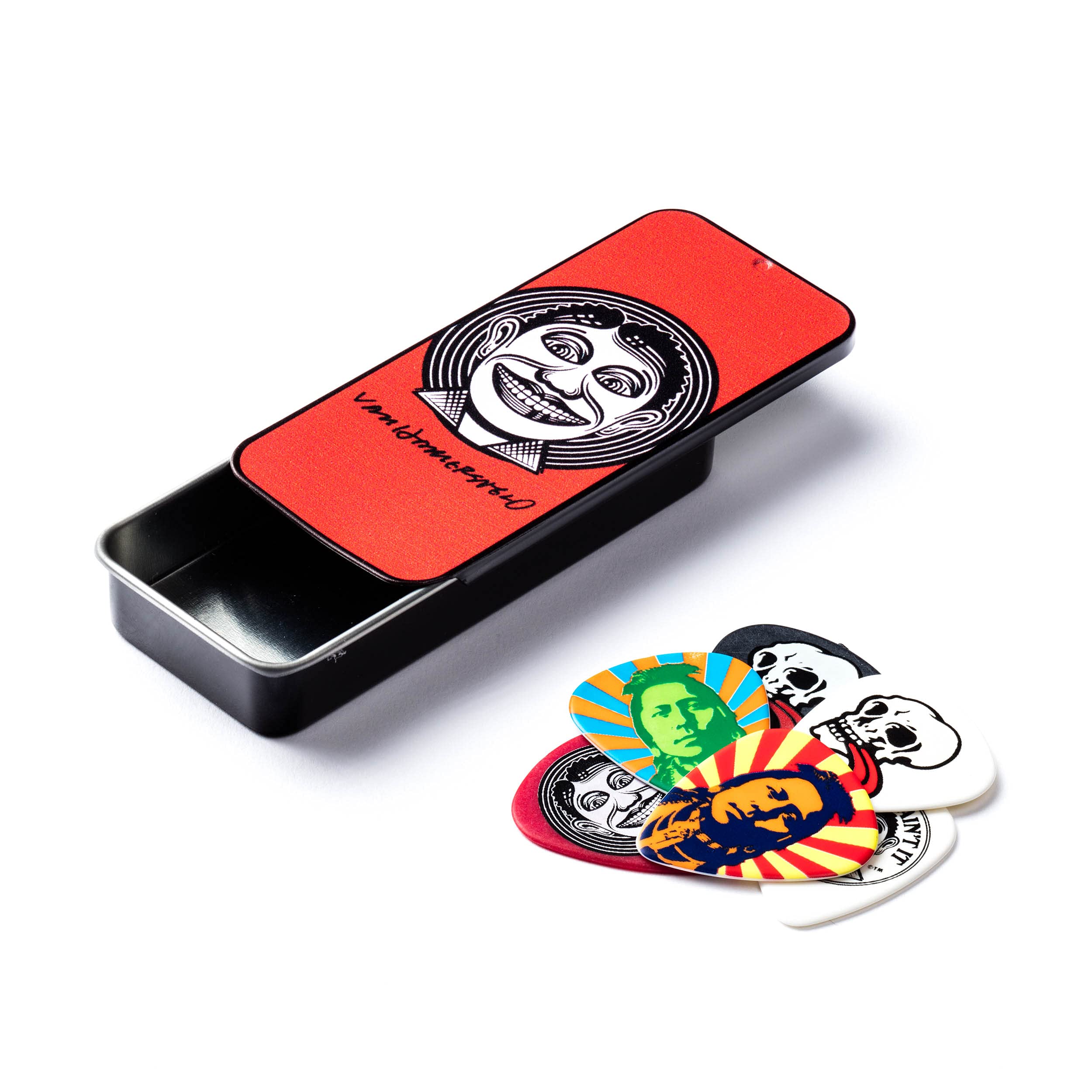 Dunlop Jvhpt01M John Van Hamersveld Johnny Face Pick Tin, Assorted, Medium, 6 Picks/Tin