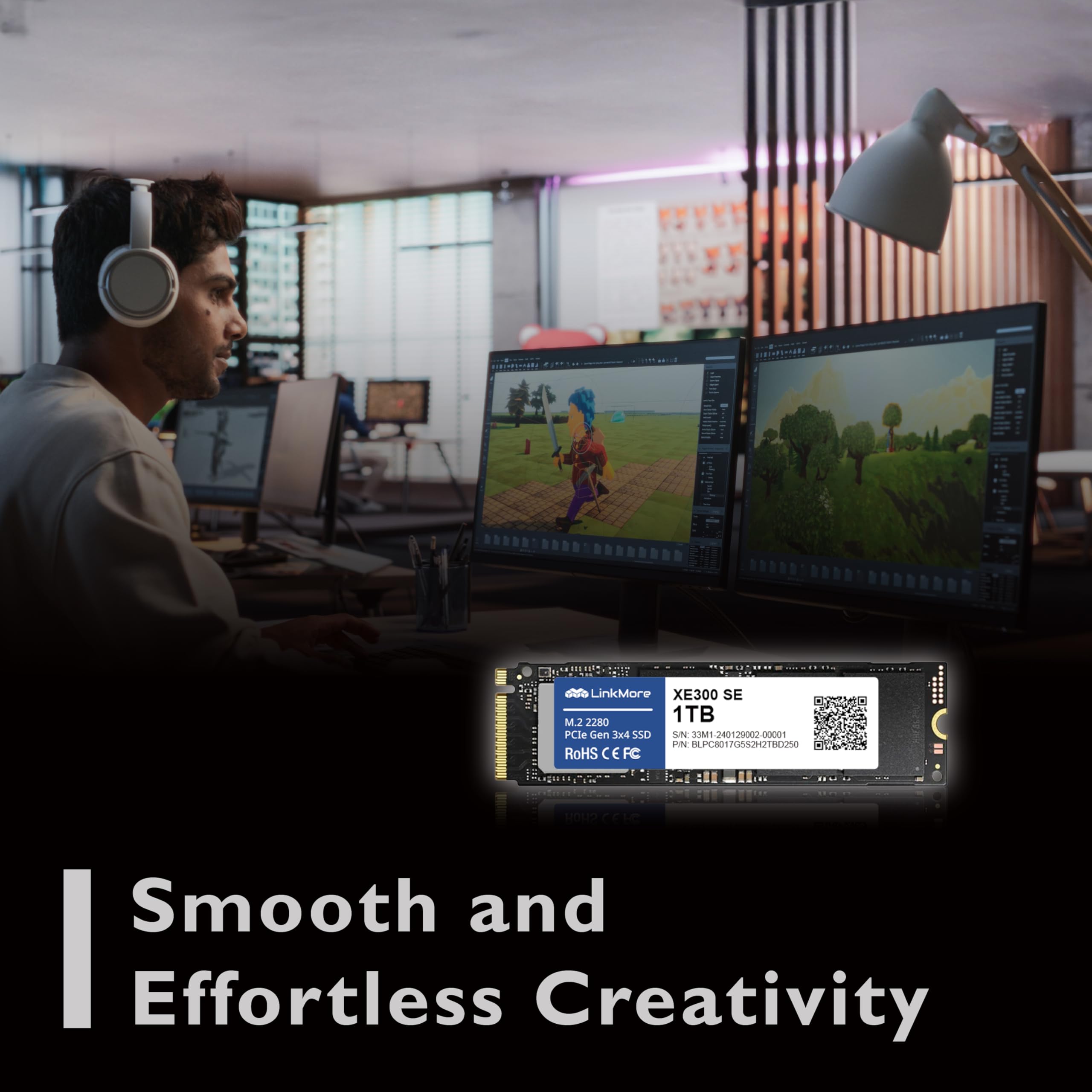 Linkmore Xe300 Se 1Tb Pcie Gen3 Nvme M.2 2280 Internal Solid State Drive, Gen3.0X4 Read Speed Up To 2100Mb/S For Latop And Pc