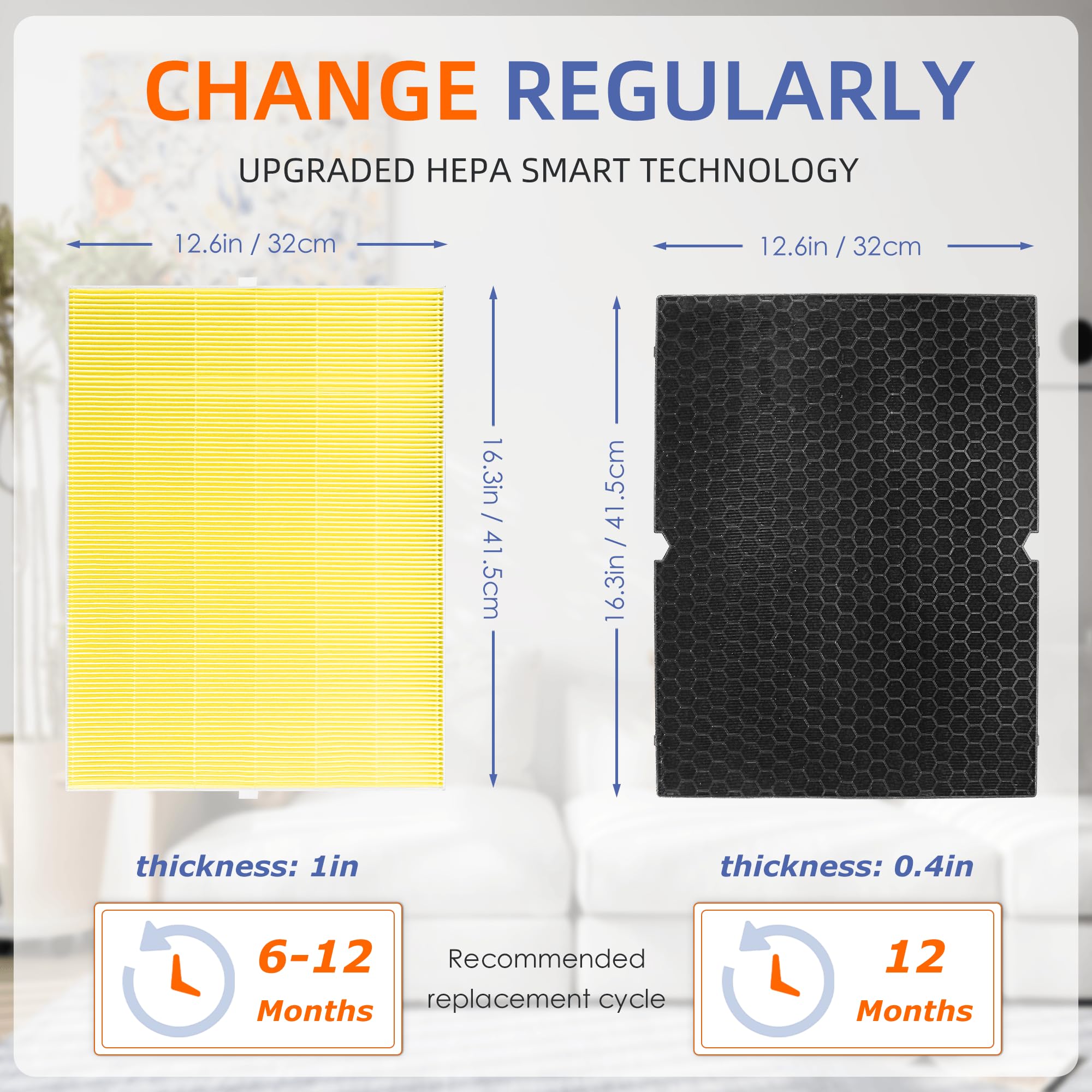 116130 Hepa Pet Care Replacement Filter H For Winix 5500 2 Am80 Plasmawave Air Purifier True Hepa Carbon Filter,2 Set,Yellow