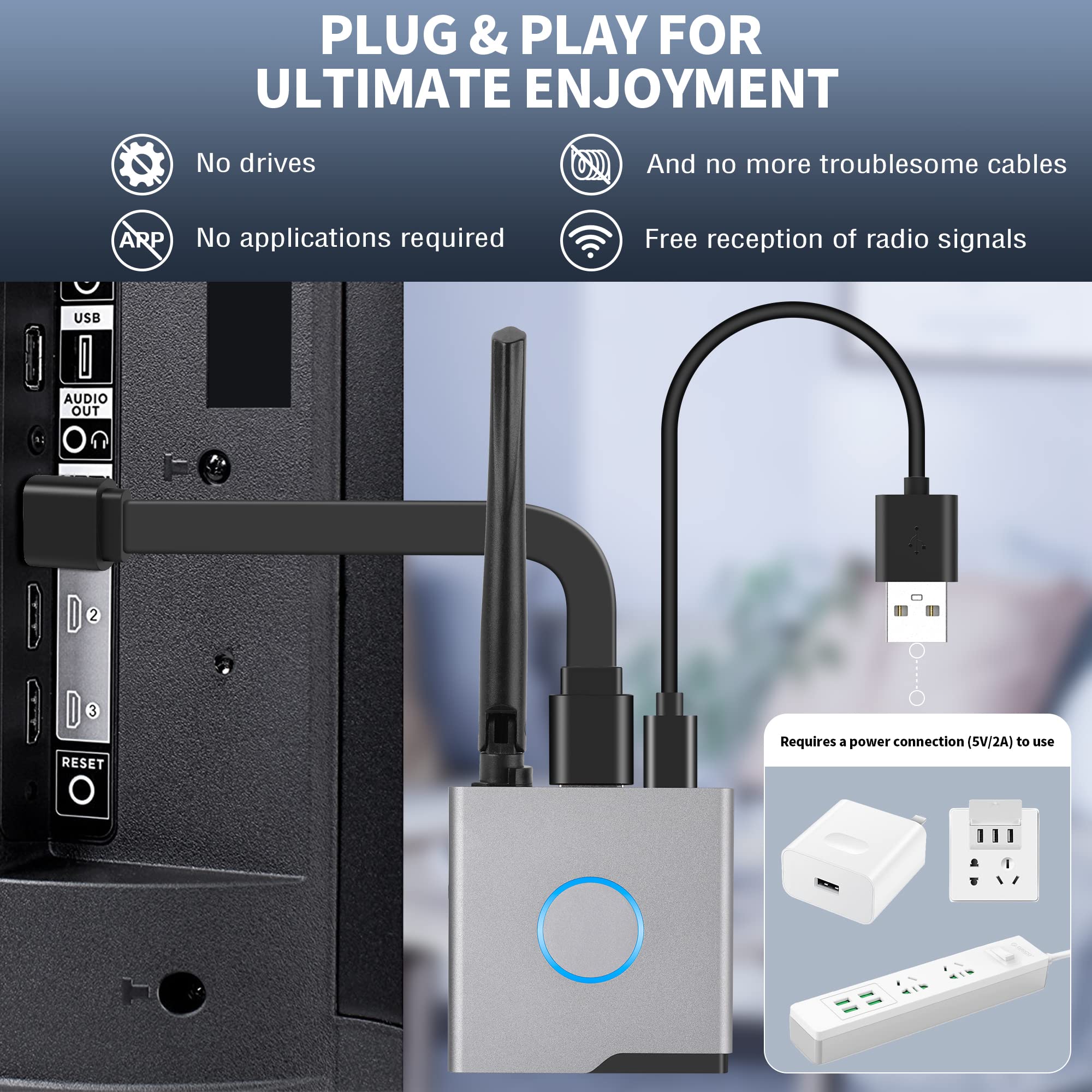 Wireless Hdmi Display Dongle Adapter 4K, Wireless Receiver, Streaming Media Video/Audio/File Hdmi Wireless Extender From Laptop,