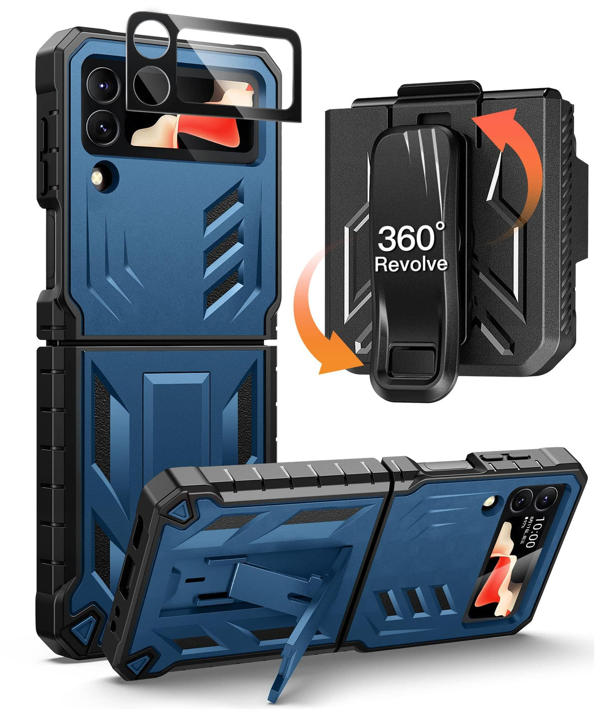 Fntcase For Samsung Galaxy Z Flip4 5G Case: Military Grade Protection Shockproof Cell Phone Case With Kickstand & Holster | Prot