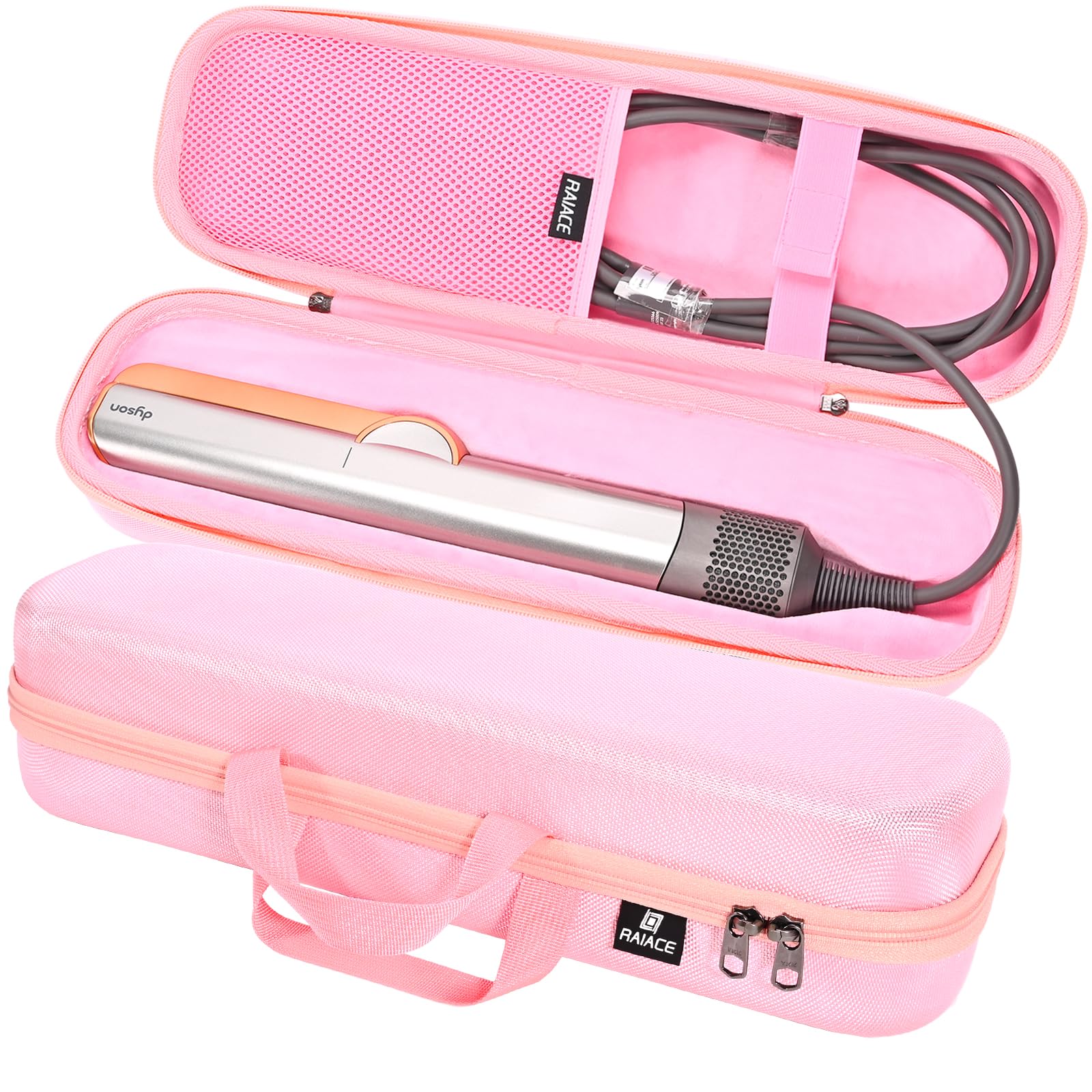 RAIACE Hard Carrying Case Compatible with dyson airstrait straightener, Travel Storage Bag. (for sale is case only)  Pink