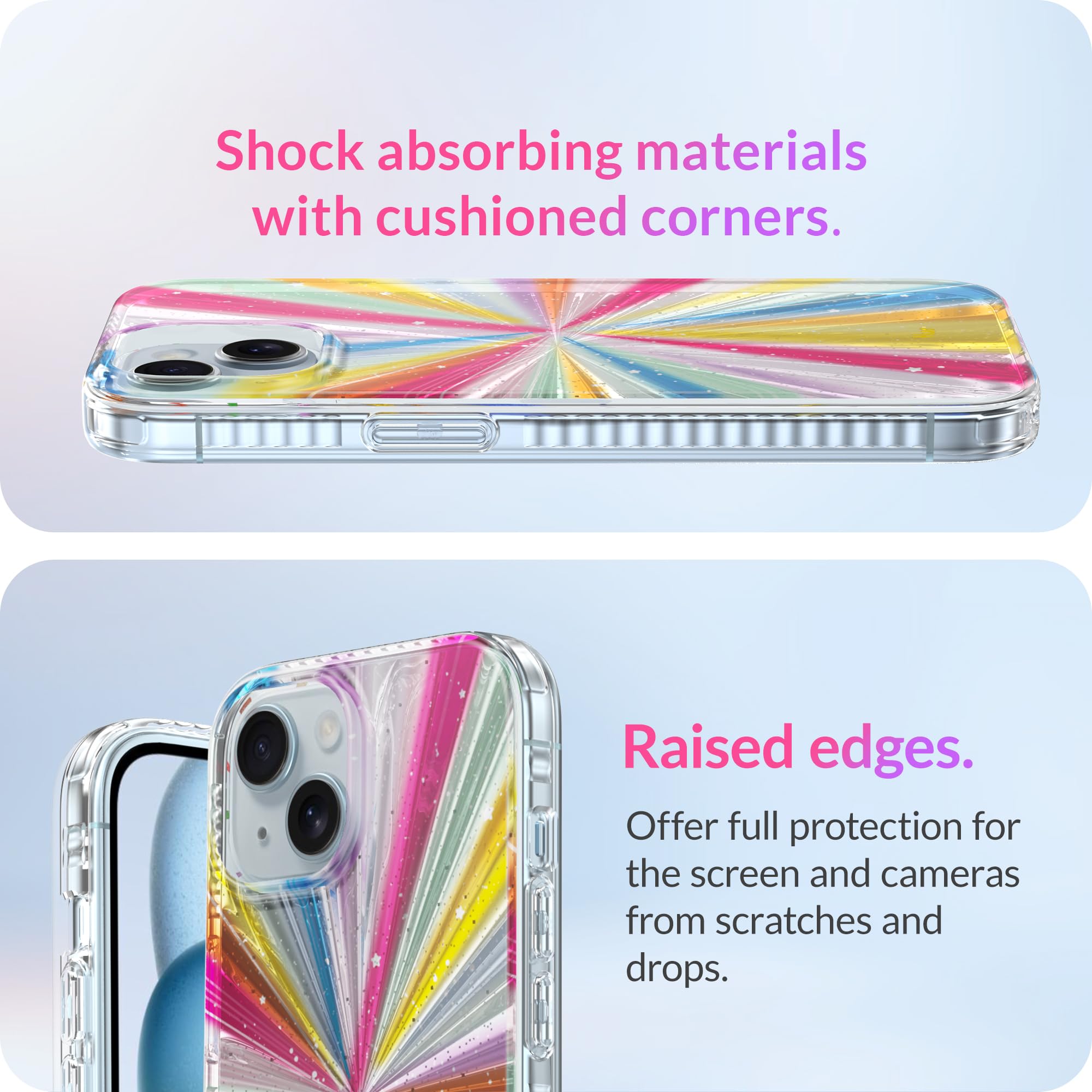 Lonli Hue   For Iphone 15 Case   Cosmic Porta [10Ft Drop Protection]   Shockproof Cover With Color Changing Effect | Cute And Un