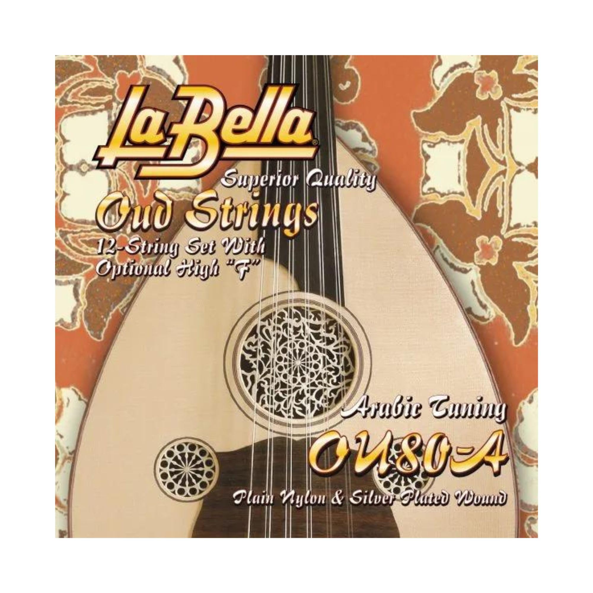 La Bella OU80A Plain Nylon Silver Plated Wound Arabic tuning Oud Strings