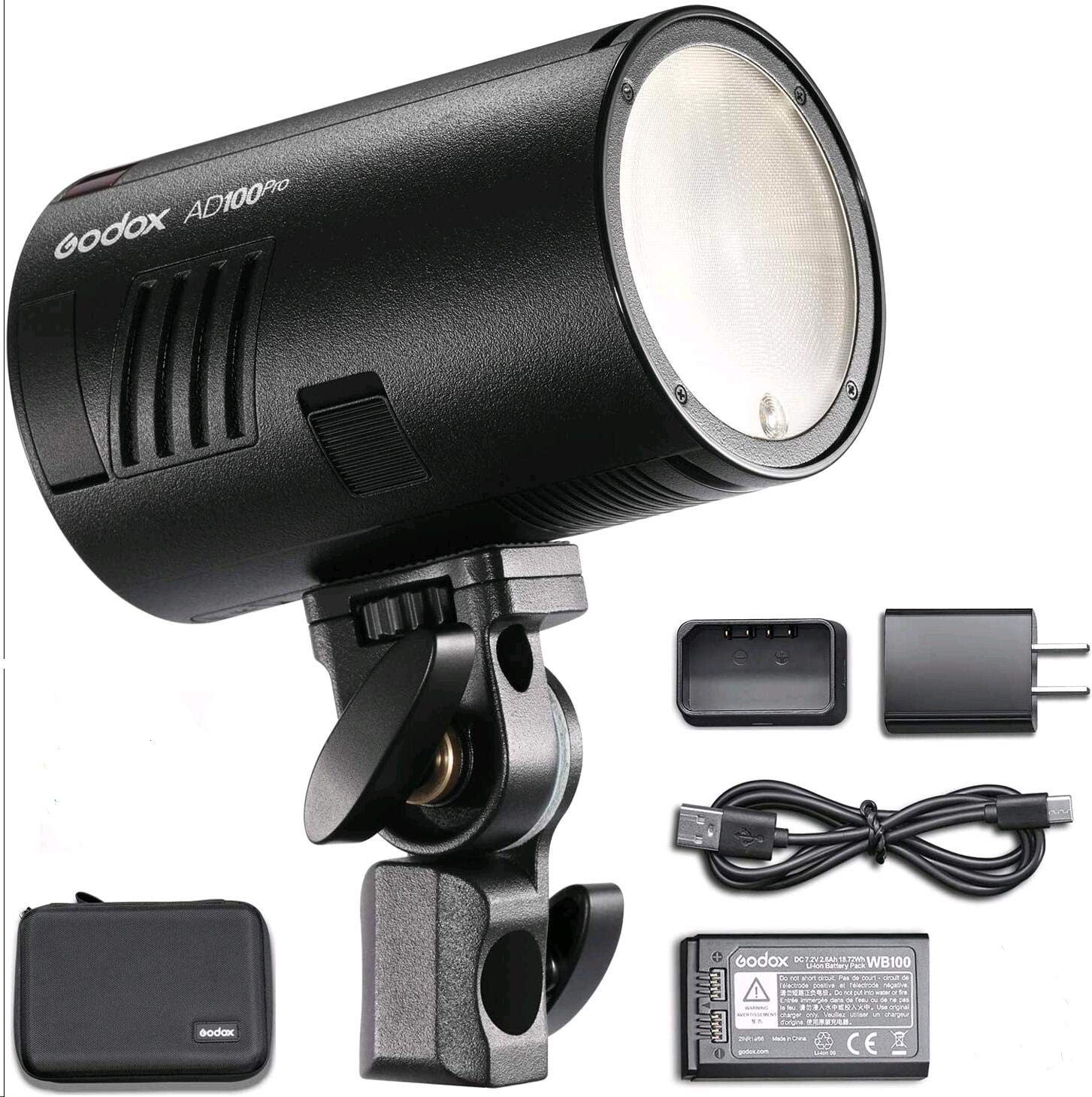 Godox Ad100Pro Pocket Studio Flash Light Photography Light Oled Screen 5800K 1/8000S Sync Ttl/Multi/M Flash Built In 2.4G Wilrel