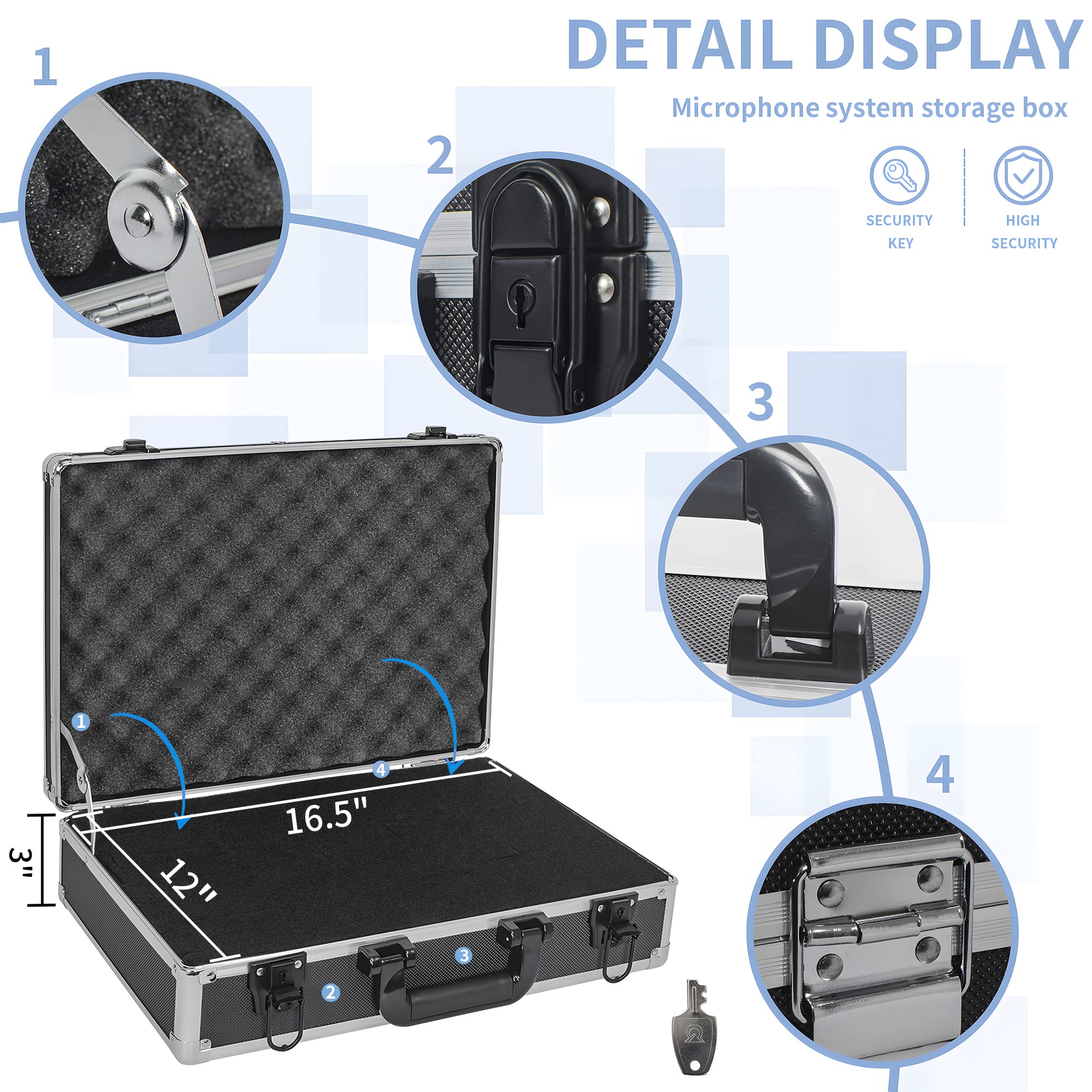 Ithwiu 17 Inch Hard Shell Carrying Case Ideal For Wireless Mic System Storage & Camera Gear Transportation, Aluminum Alloy Sturd