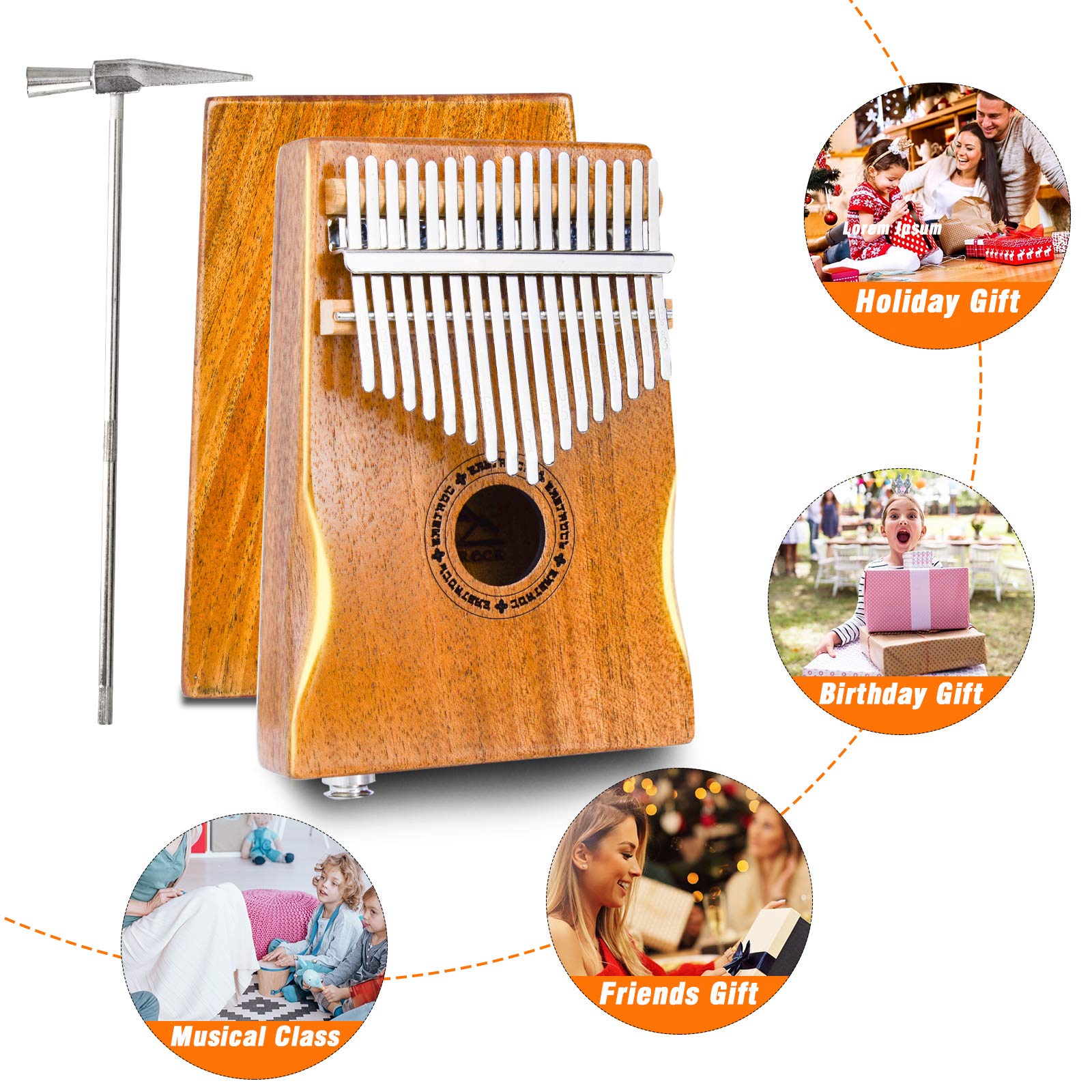 Eastrock 17 Key Electric Kalimba Thumb Piano Built In Pickup Professional Electric Kalimba Finger Piano For Kid Adults Beginners