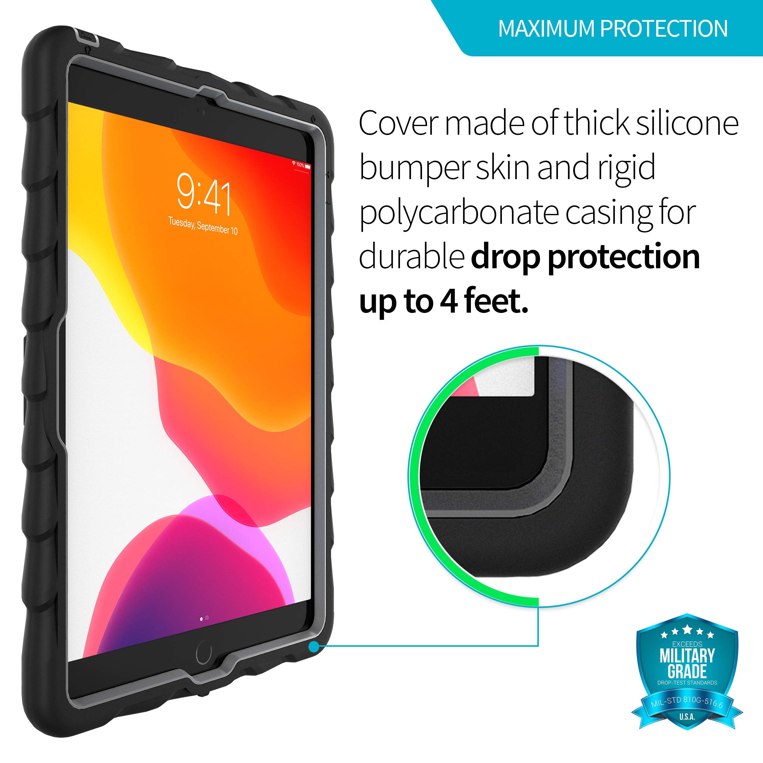Gumdrop Hideaway Case Fits Apple Ipad 9Th | 8Th | 7Th Gen (10.2 Inch) Designed For K 12 Students Teachers And Classrooms � Drop Tested Rugged Shockproof Bumpers For Reliable Device Protection � Black