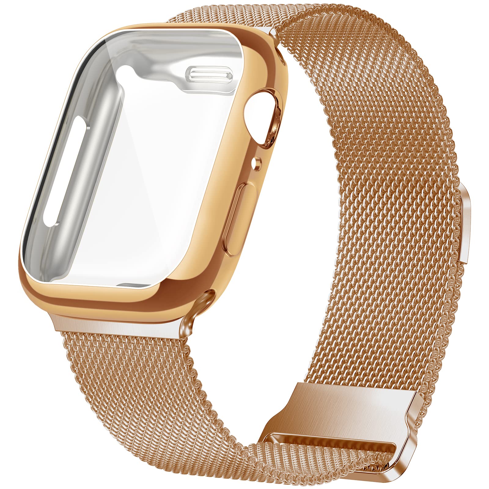 Geoumy Metal Magnetic Bands Compatible For Apple Watch 38Mm With Case, Stainless Steel Milanese Mesh Loop Replacement Strap Comp