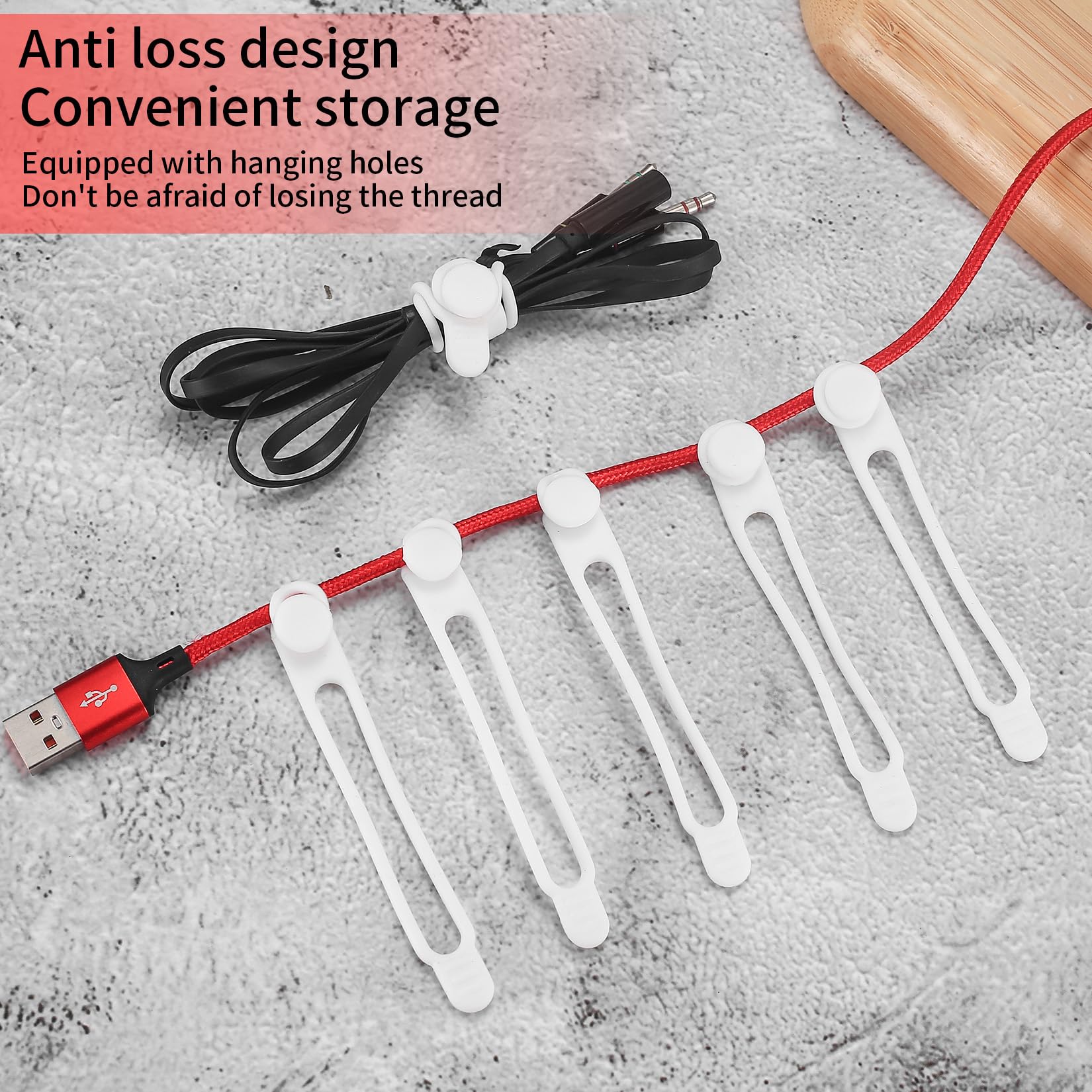 25 Pcs Silicone Cable Ties, Reusable Cable Straps Wire Organizer, Cable Management Cord Organizer For Fastening Earphone Phone C