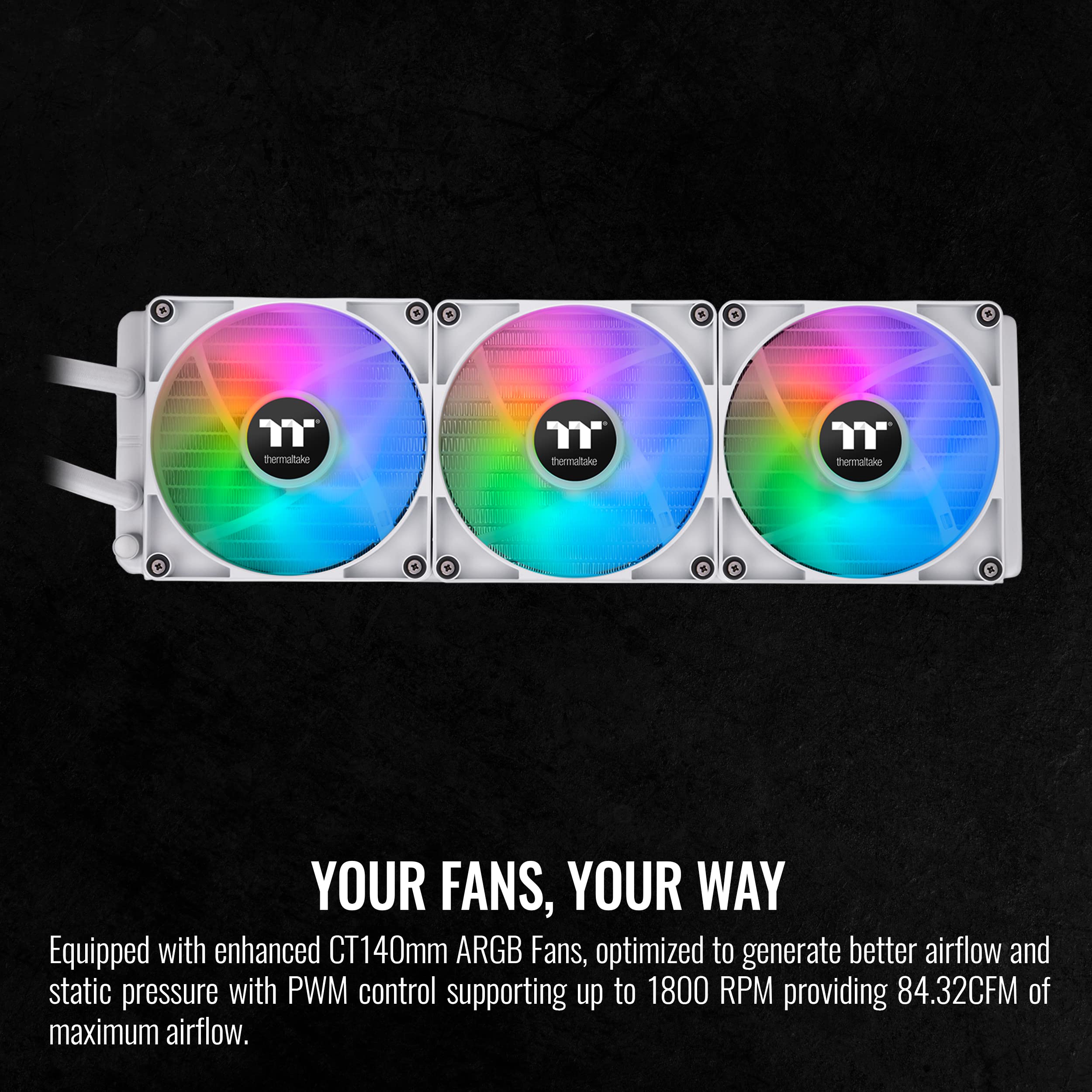 Thermaltake Th420 Argb Sync All-In-One Liquid Cooler Snow Edition, Amd(Am5/Am4) Intel(Lga 1700/1200), 420Mm High Efficiency Radi