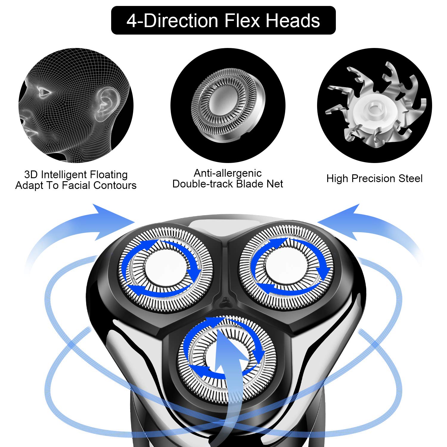 Surker Electric Shaver Razor Cordless Beard Trimmer For Men Nose Hair Trimmer 3 In 1 Trimmer Grooming Kit Plus 1 Facial Cleansin