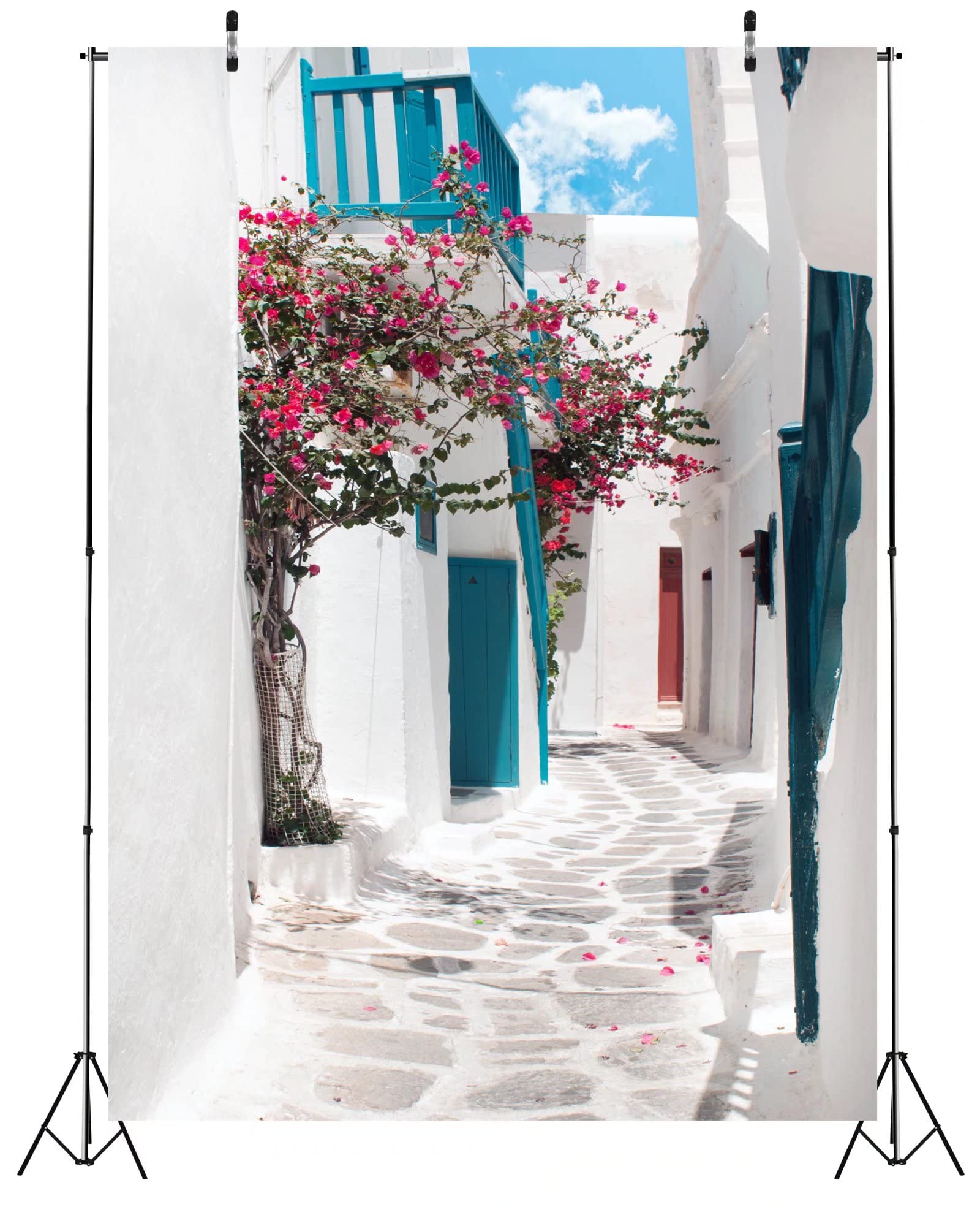 Corfoto 5X7Ft Greece Street Backdrop Narrow Street Background Mia Birthday Party Decorations Mia Themed Backdrop Greece Themed P