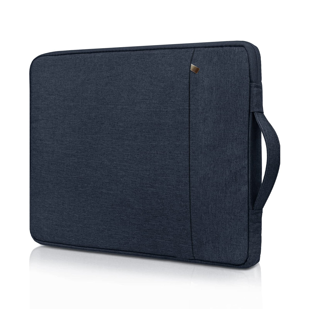 RAINYEAR 15.6 Inch Laptop Sleeve Case Compatible with 15.6' Notebook Computer Chromebook,Handbag with Handle Strap Front Pocket Padded Briefcase Polyester Waterproof Cover Protective Bag,Navy Blue