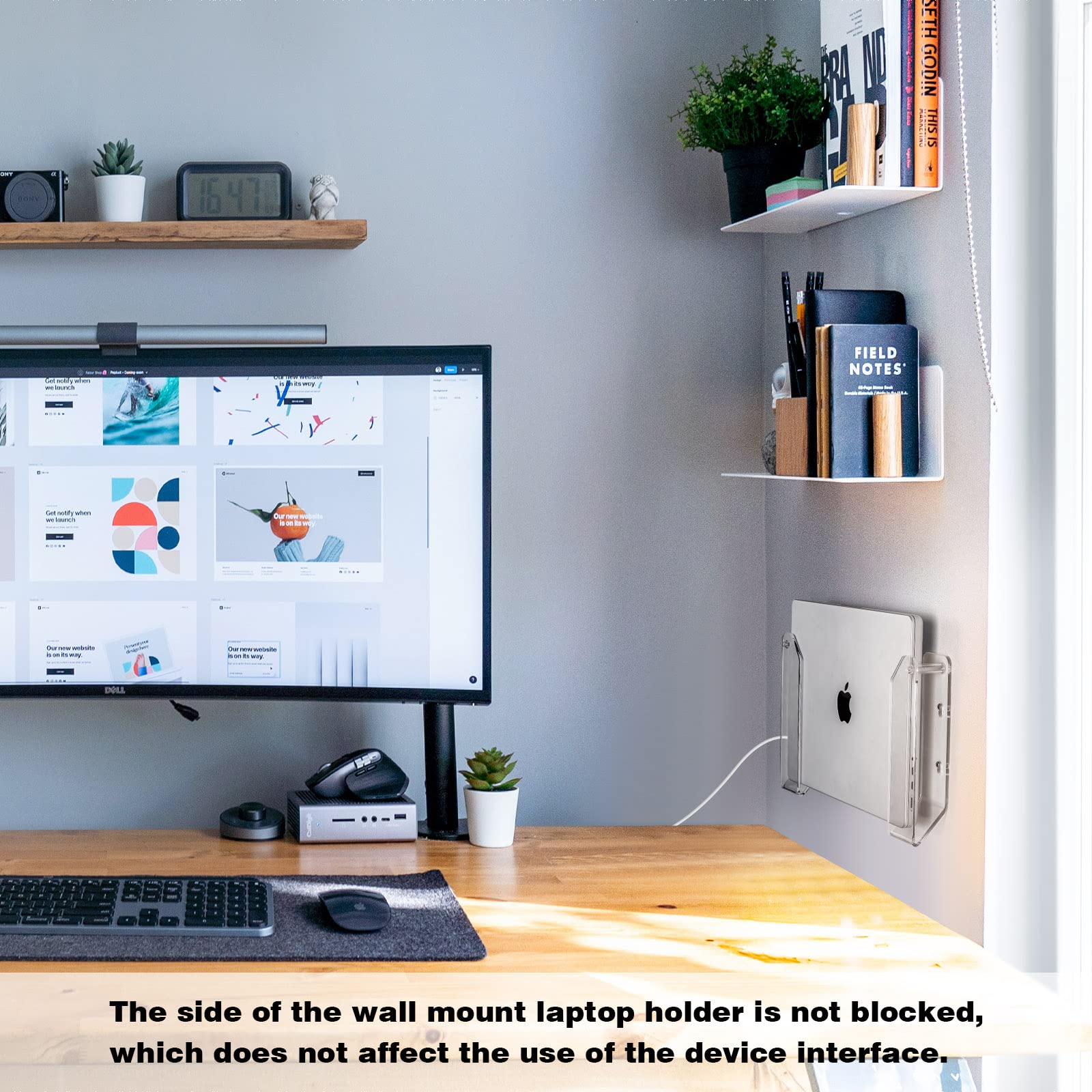 Siprde Wall Mount Laptop Holder   Also Available As An Under Desk Laptop Mount, Clear Acrylic, With Adhesive & Screw, For Macboo
