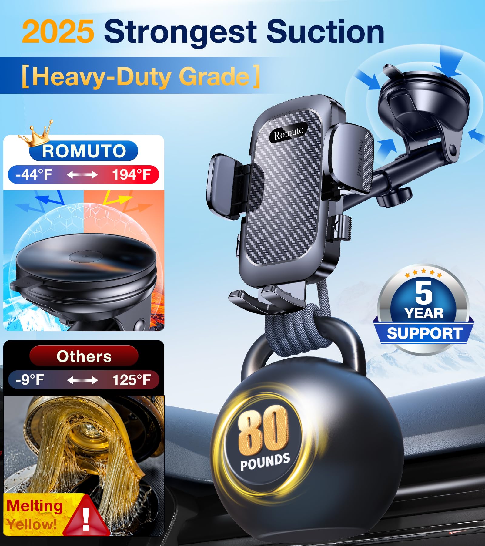 Phone Holders For Your Car?Upgraded Strongest Suction?Car Phone Holder Mount Dash?360 Adjustable?Suction Cup Phone Mount For Tru