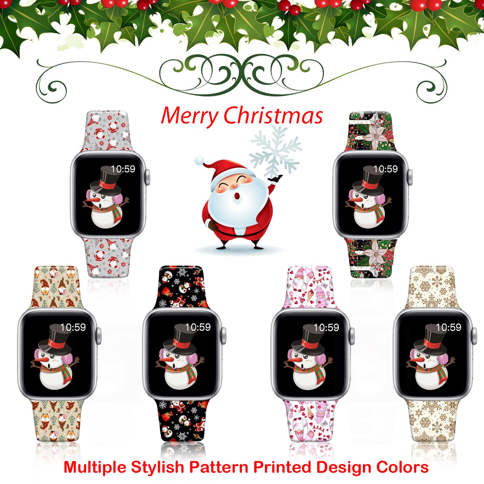 Doo Uc Holiday Decor Watch Bands Compatible For Apple Watch 38Mm 40Mm 41Mm Iwatch Se Series 8 7 6 5 4 3 2 1, Pink Christmas Soft