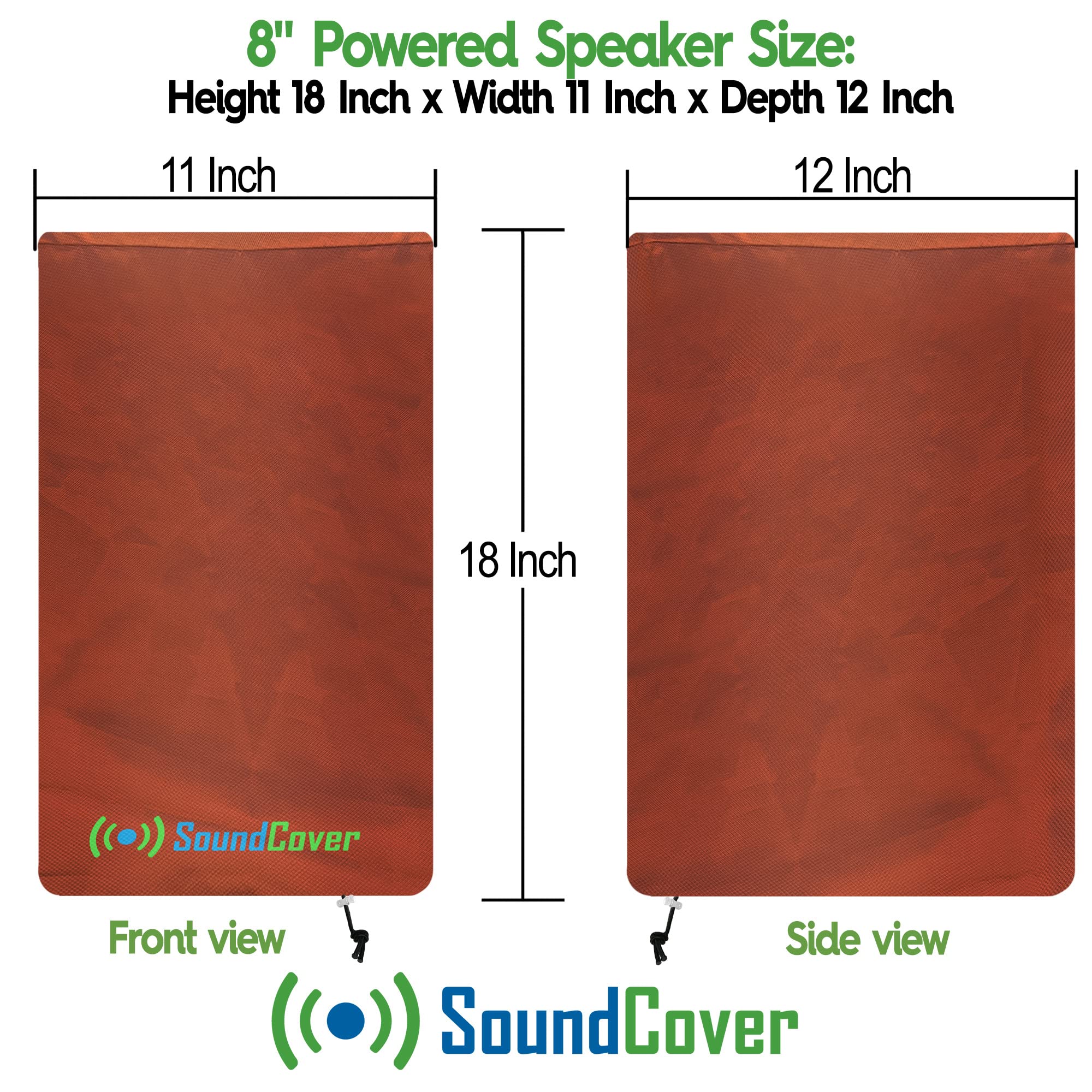 8 Inch Pa/Dj Lightweight Powered Speaker Cover Bag In Brown For Stand Mounted Speakers   Over The Top Fit, Water Resistant (Not