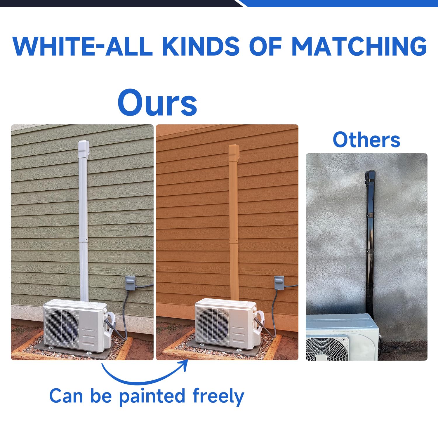 Cestluck 3'' 14 Ft Mini Split Line Set Cover, Pvc & Pp Line Cover Set Universal For Mini Split Ac & Central Ac