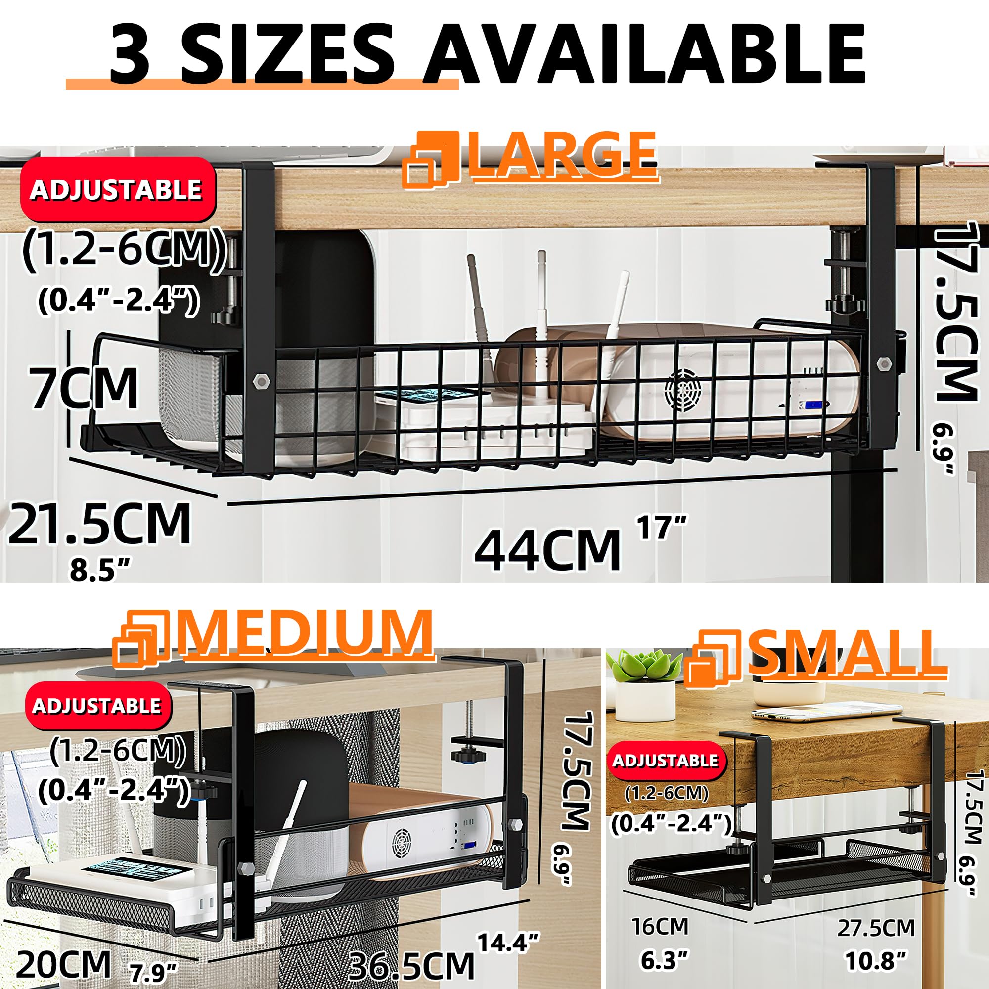 Lifefan Cable Management Under Desk Cord Wire Organizer Under Desk Cable Management Tray Under Desk Shelf (Medium)