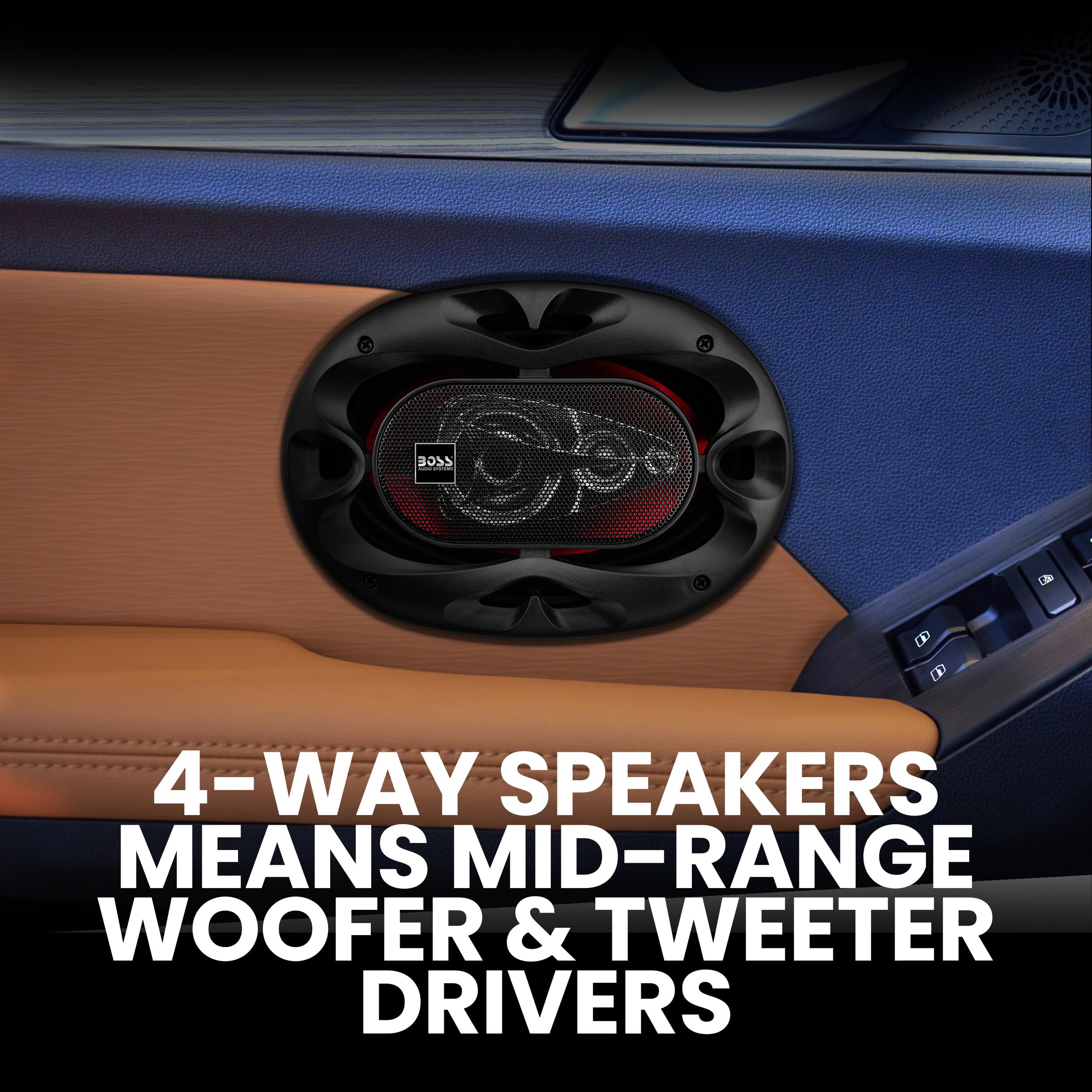 Boss Audio Systems Ch6940 Car Speakers   500 Watts Of Power Per Pair And 250 Watts Each, 6 X 9 Inch , Full Range, 4 Way, Sold In