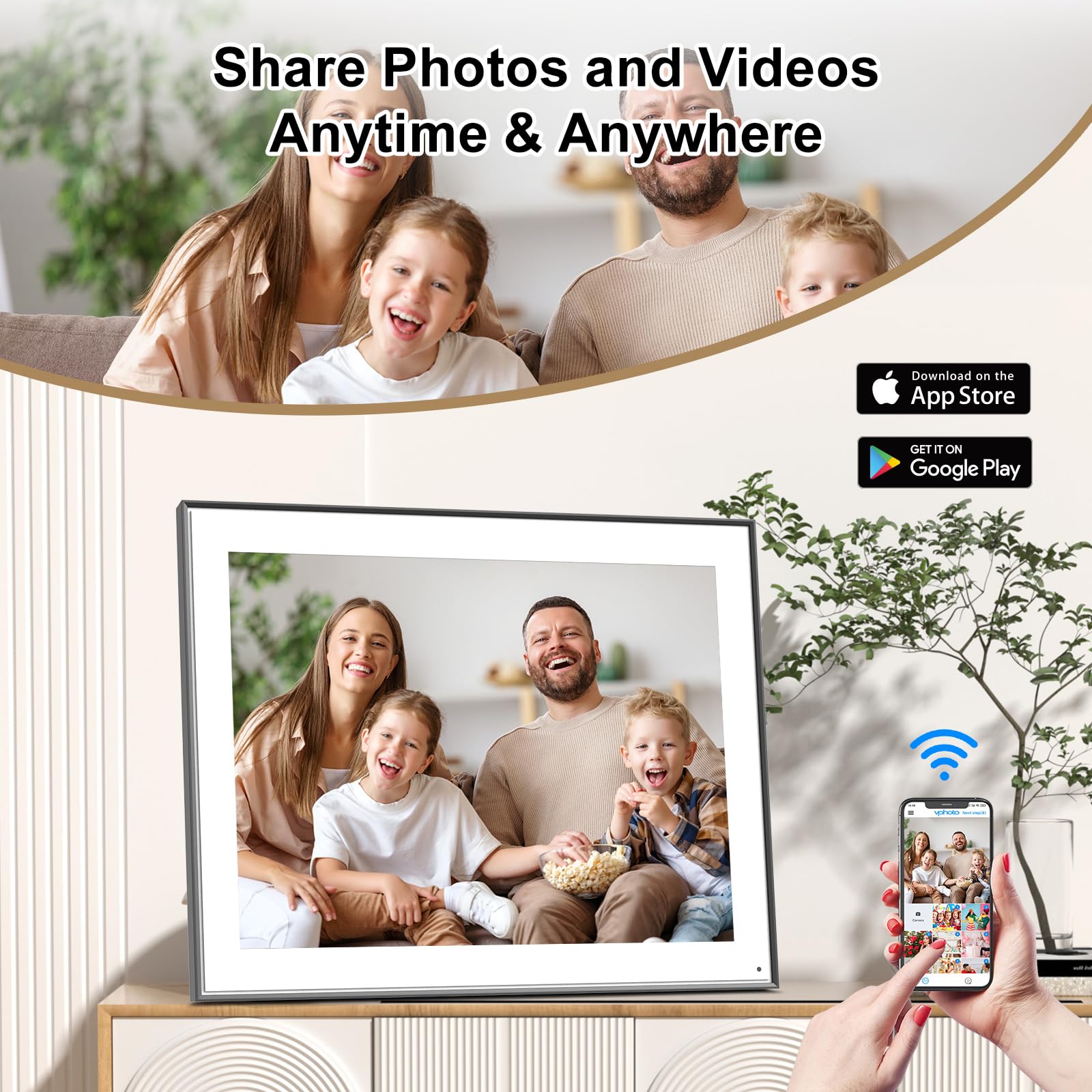 Large Digital Picture Frame 17 Inch Photo Frame   Dual Wifi 32Gb Digital Frame, Auto Rotate, Full Functions, Wall Mounted, Unlim