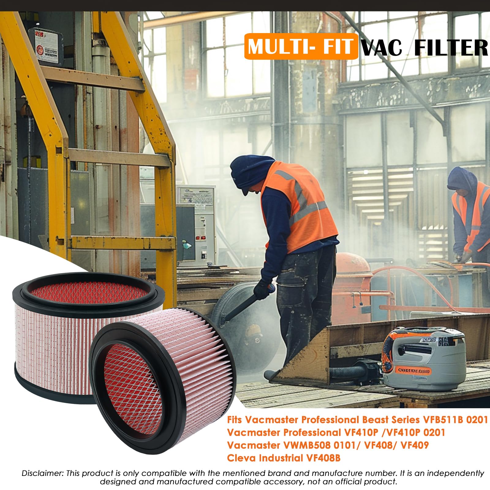 Lvjusen Vjff Fine Dust Replacement Filter Fits Vacmaster Vfb511B 0201 Beast/ Vwmb508 0101/ Vf408/ Vf409/ Professional Vf410P, Re