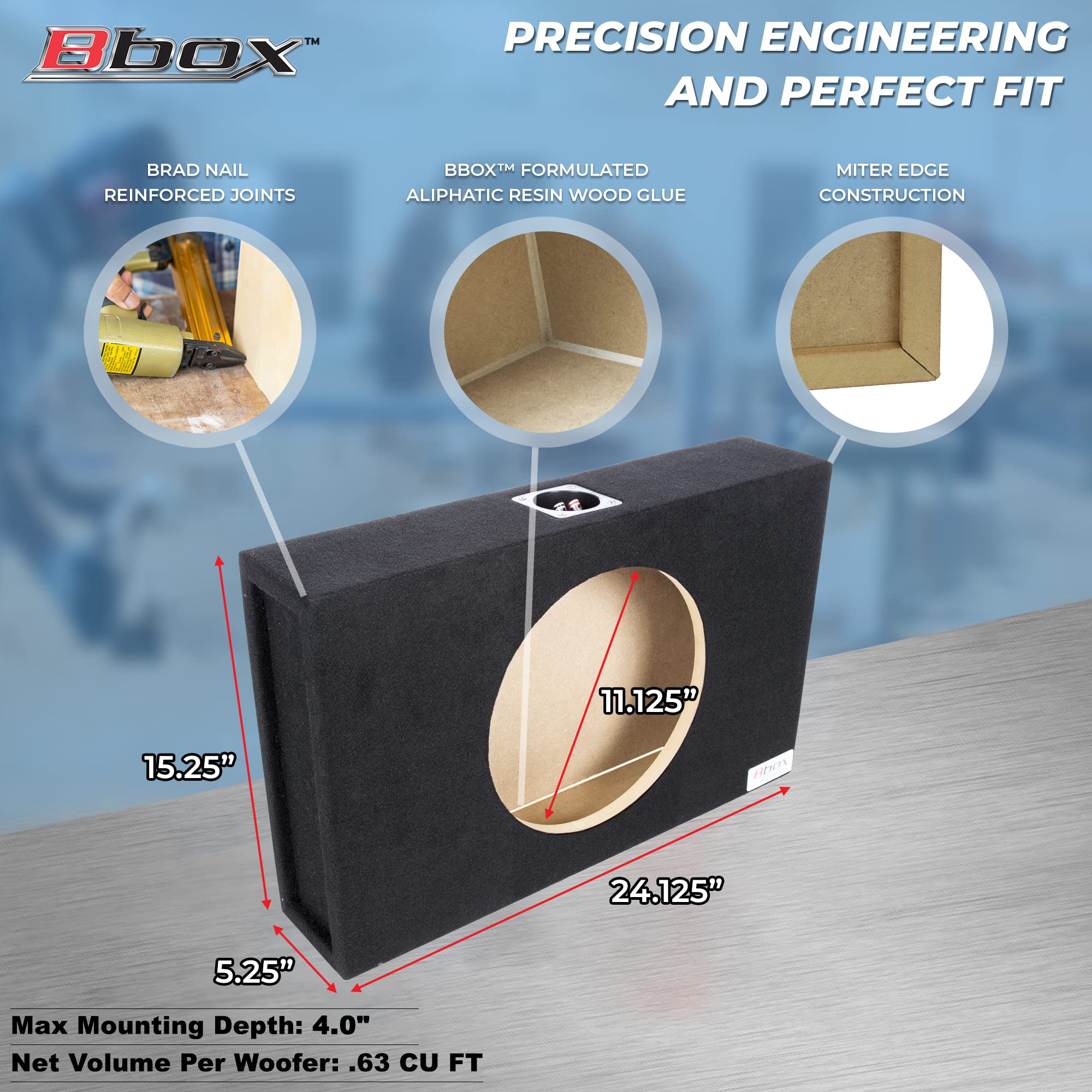 Atrend 12Sme 12� Single Sealed/Shallow Mount Subwoofer Enclosure, Charcoal