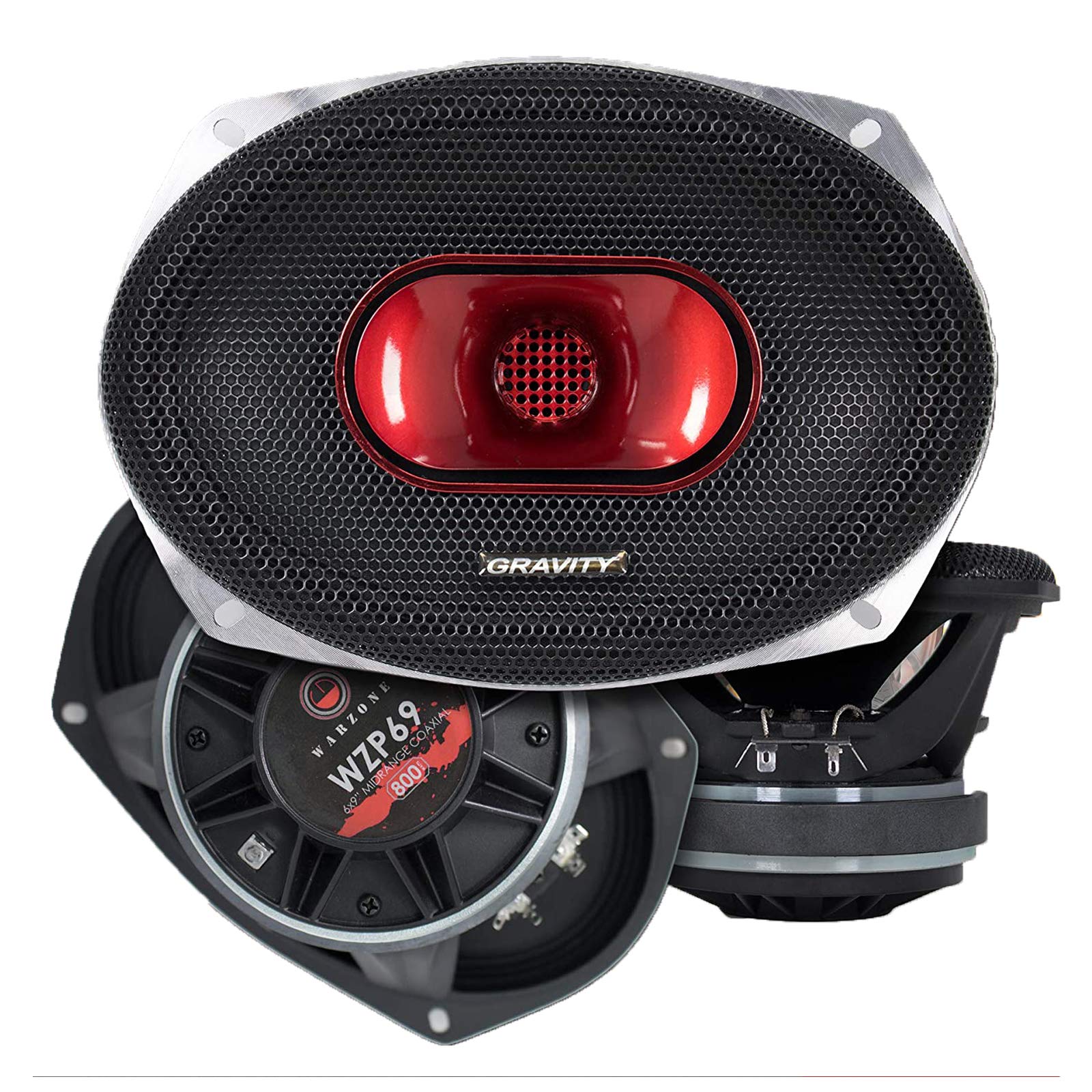 Gravity Wzp69 Warzone Series 6X9 Inch 4 Ohm Pro Midrange Coaxial Loud Corrugated Surround Speaker 4 Ohms With 800W Max, 1 Speaker Car Audio High Standard Reliability Testing