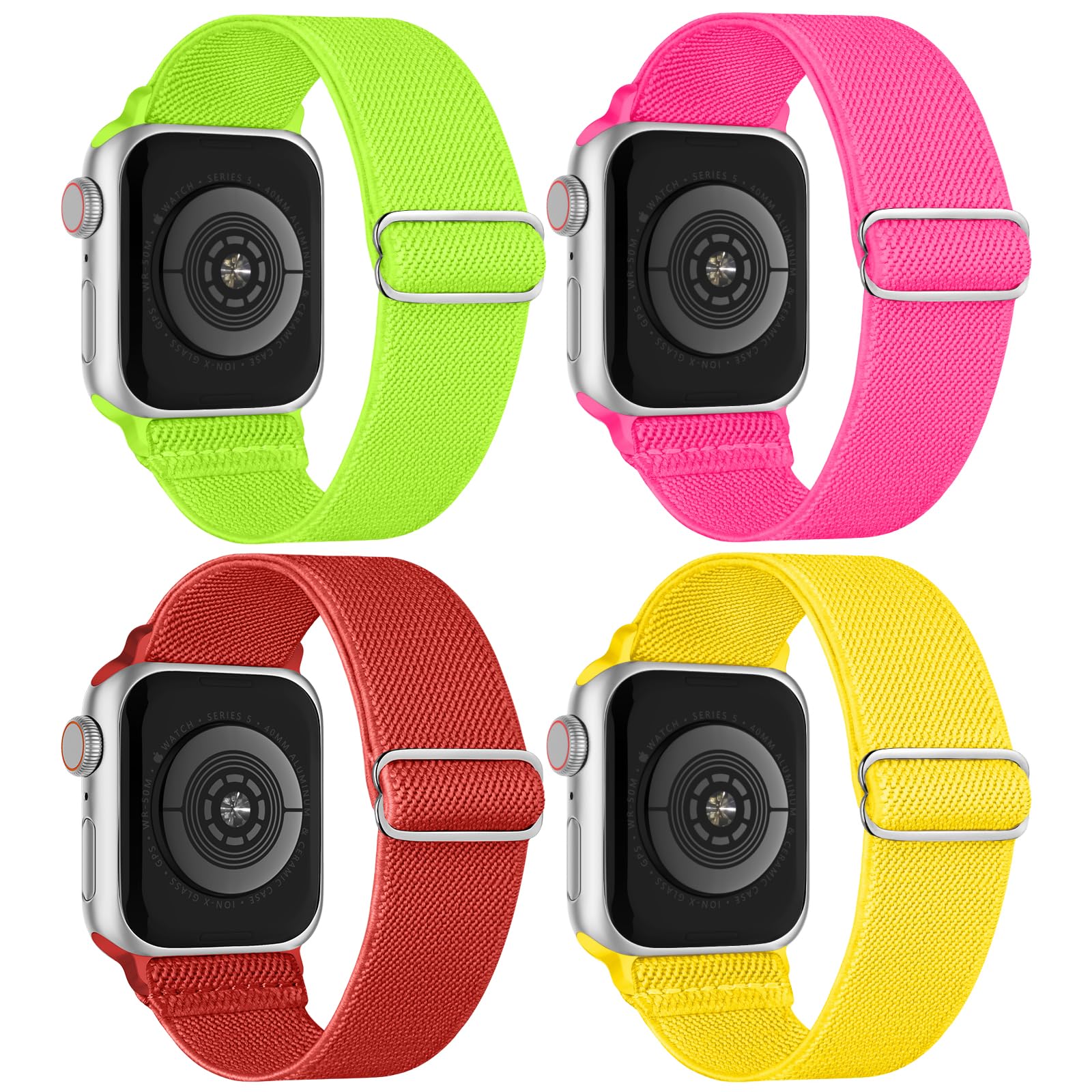 Stretchy Nylon Solo Loop Bands Compatible With Apple Watch 38Mm 40Mm 41Mm 42Mm 44Mm 45Mm 46Mm 49Mm, Sport Elastic Wristbands Wom