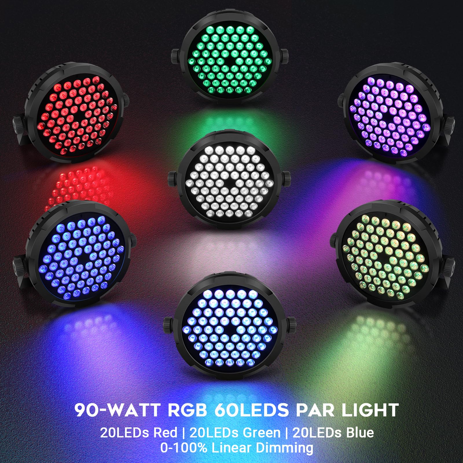 90W 60Leds Par Lights 4Pack   Rgb Stage Par Lights Sound Activated By Remote & Dmx Control Uplights For Events Church Wedding Mu