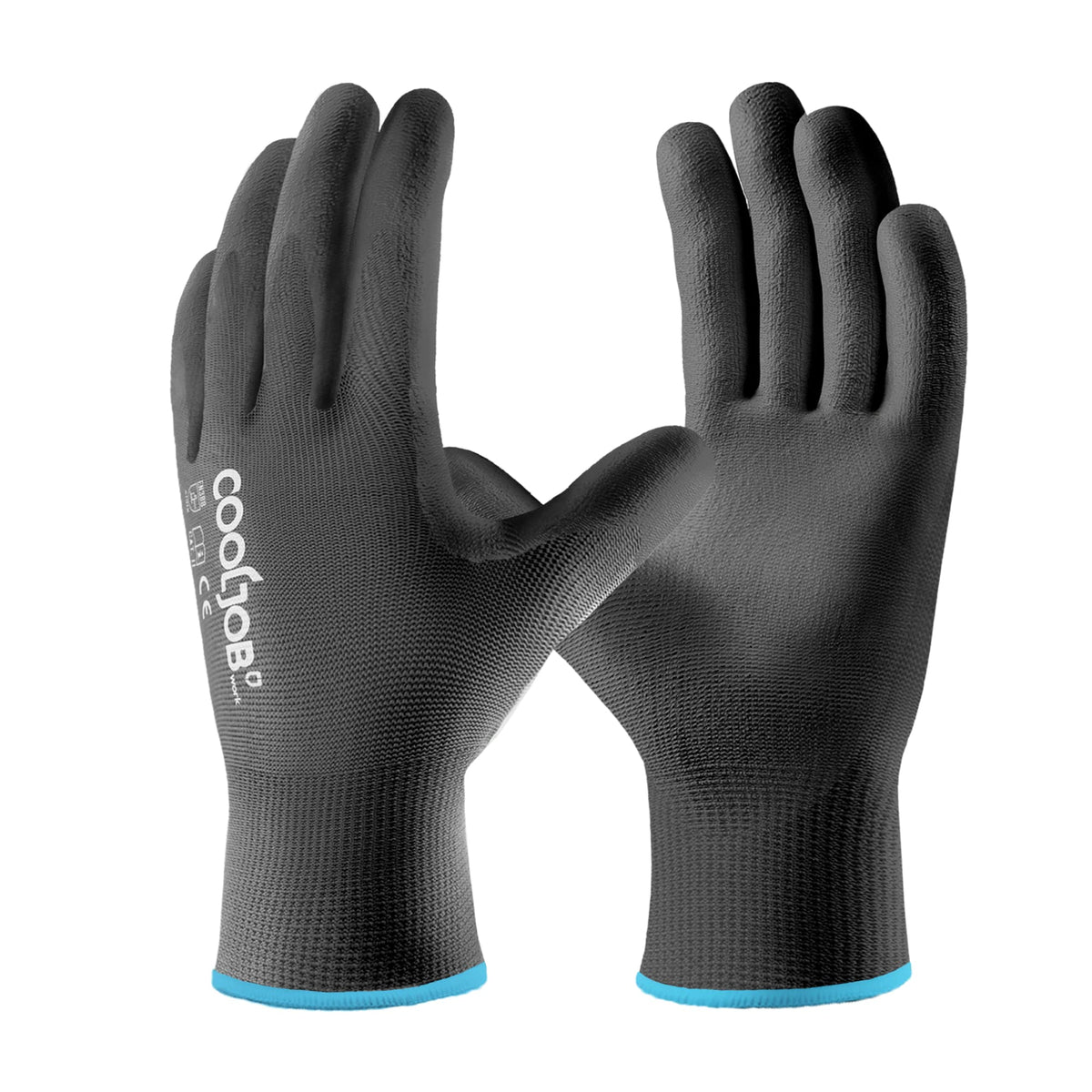 Cooljob 12 Pairs Safety Work Gloves With Grip, Ultra Lite Pu Coated Polyurethane Working Gloves For Men Women, 13 Gauge Seamless