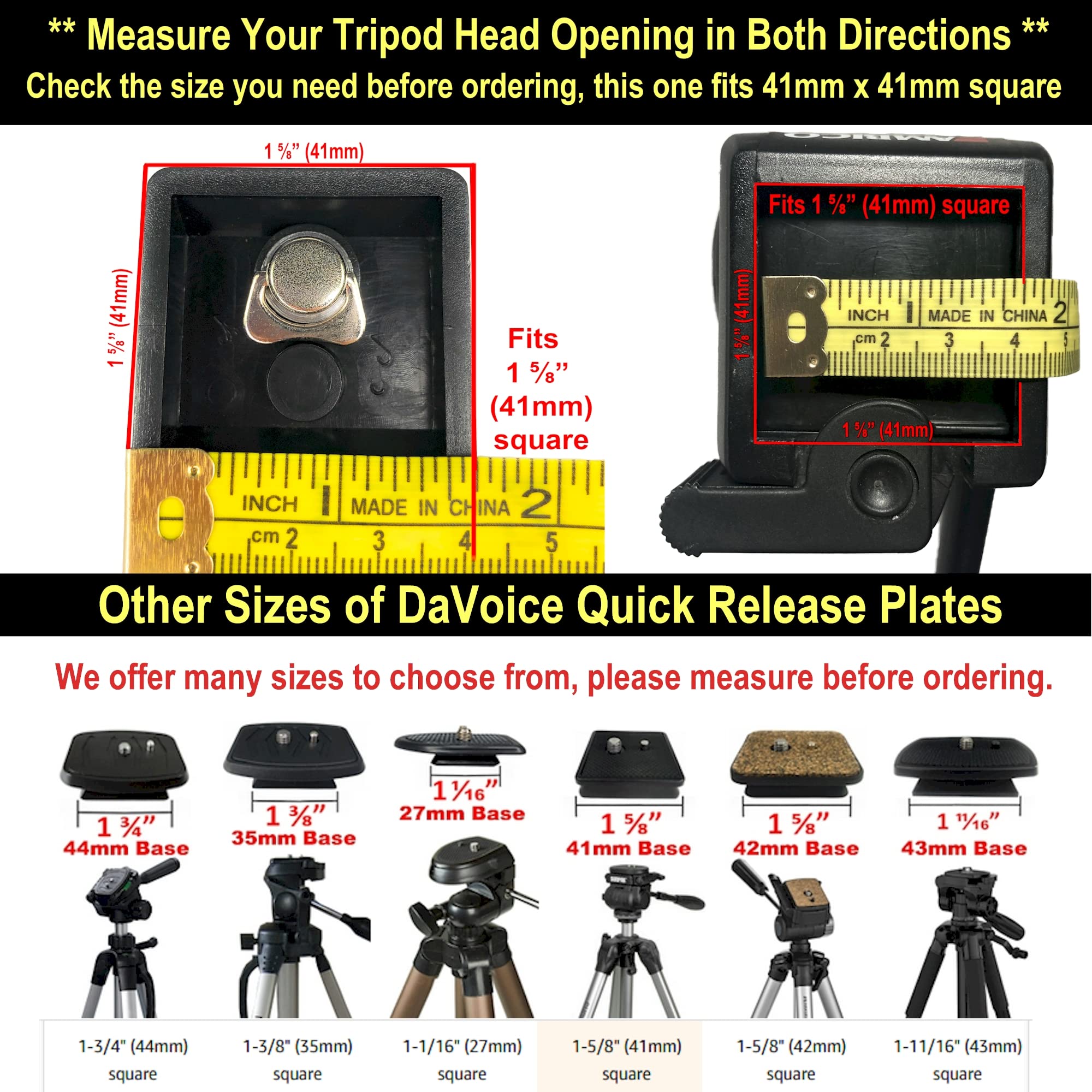 Davoice 41Mm Tripod Quick Release Plate Camera Mounting Parts Replacement For Ambico V-0552 V-0554, Sunpak 7500 Pro 7500Tm 7575,