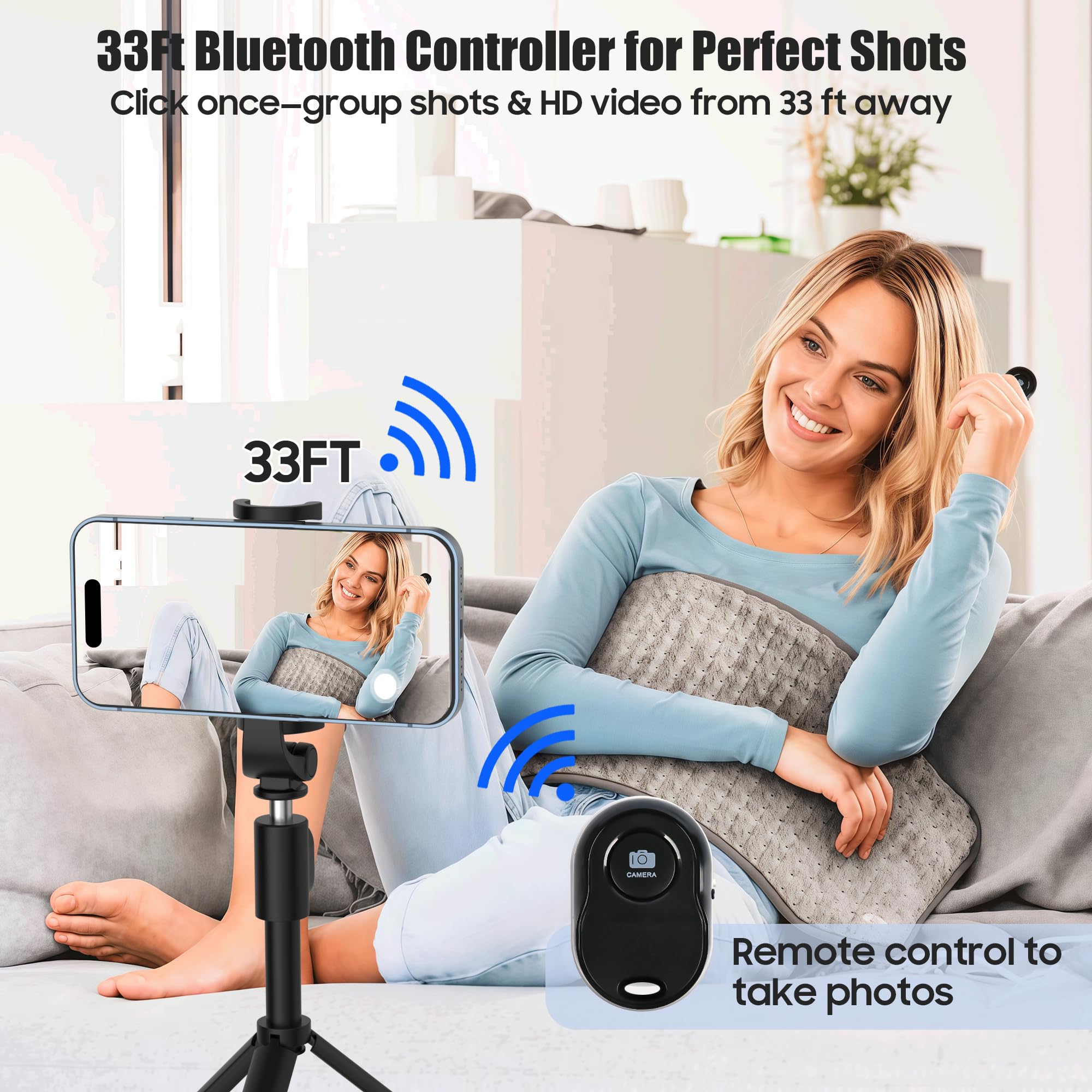 Upgraded Selfie Monitor Screen For Iphone & Android, Audio Sync Low Latency Hd Back Camera Monitor With Bluetooth Remote & Magne